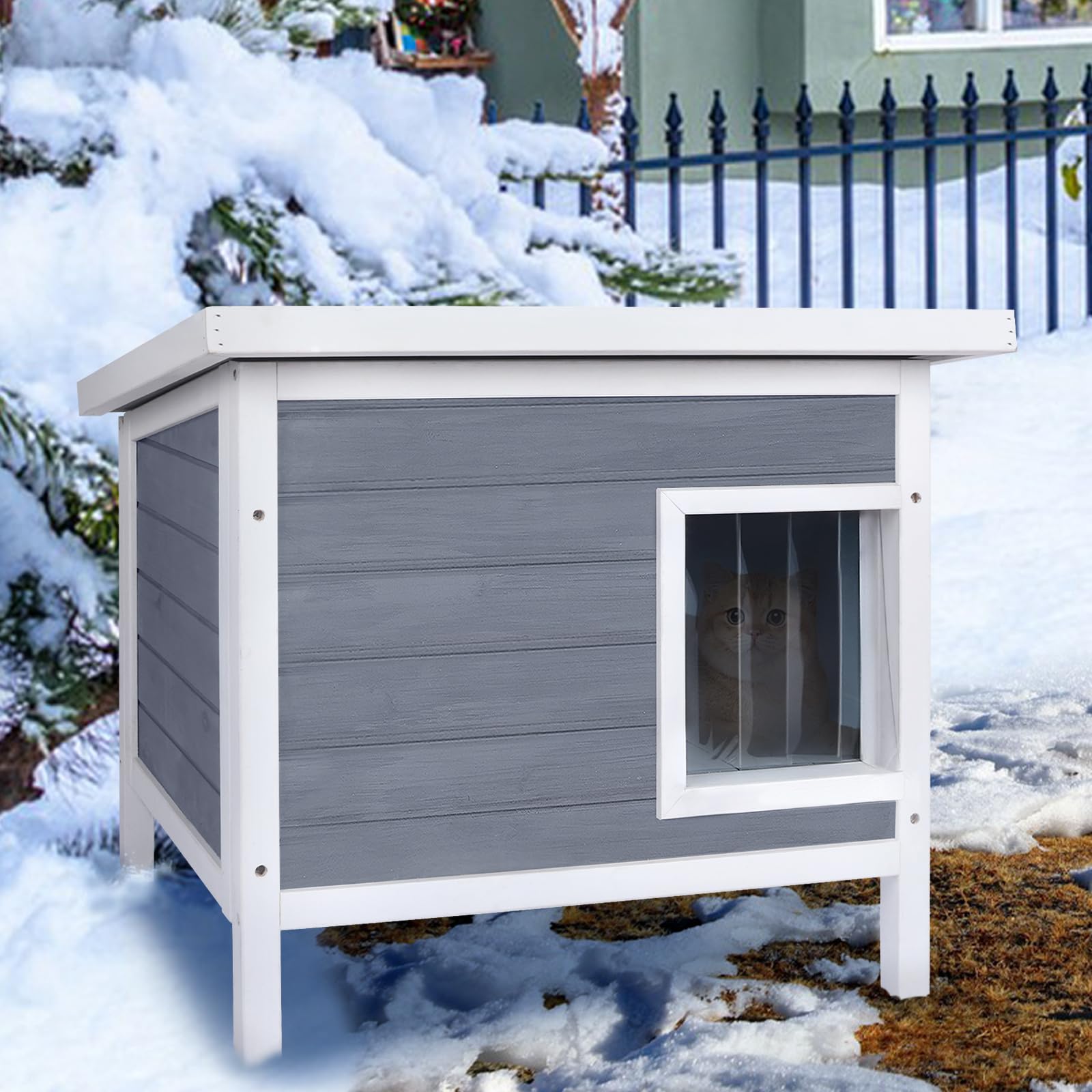 COOLEBEBE Weatherproof Insulated Outdoor Cat House - All-Season Shelter for Feral & Stray Cats with Thick Foam Padding - Perfect for Winter Protection & Backyard Use