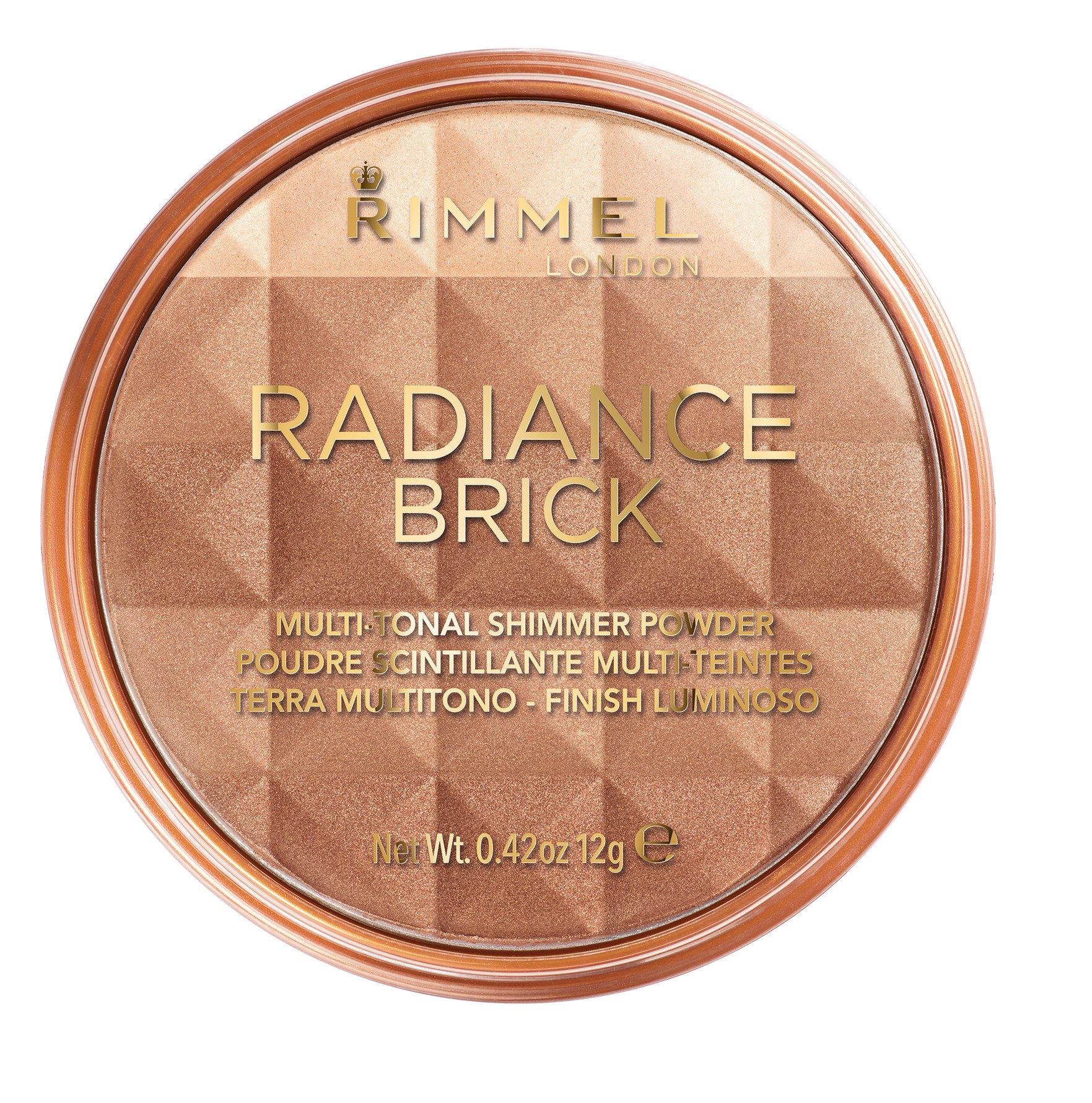 Rimmel London Radiance Brick Bronzer - 001 Light, Ultra-Fine Powder for Radiant Finish & Natural Dimension, 0.42oz - Perfect for Contouring & Everyday Glow