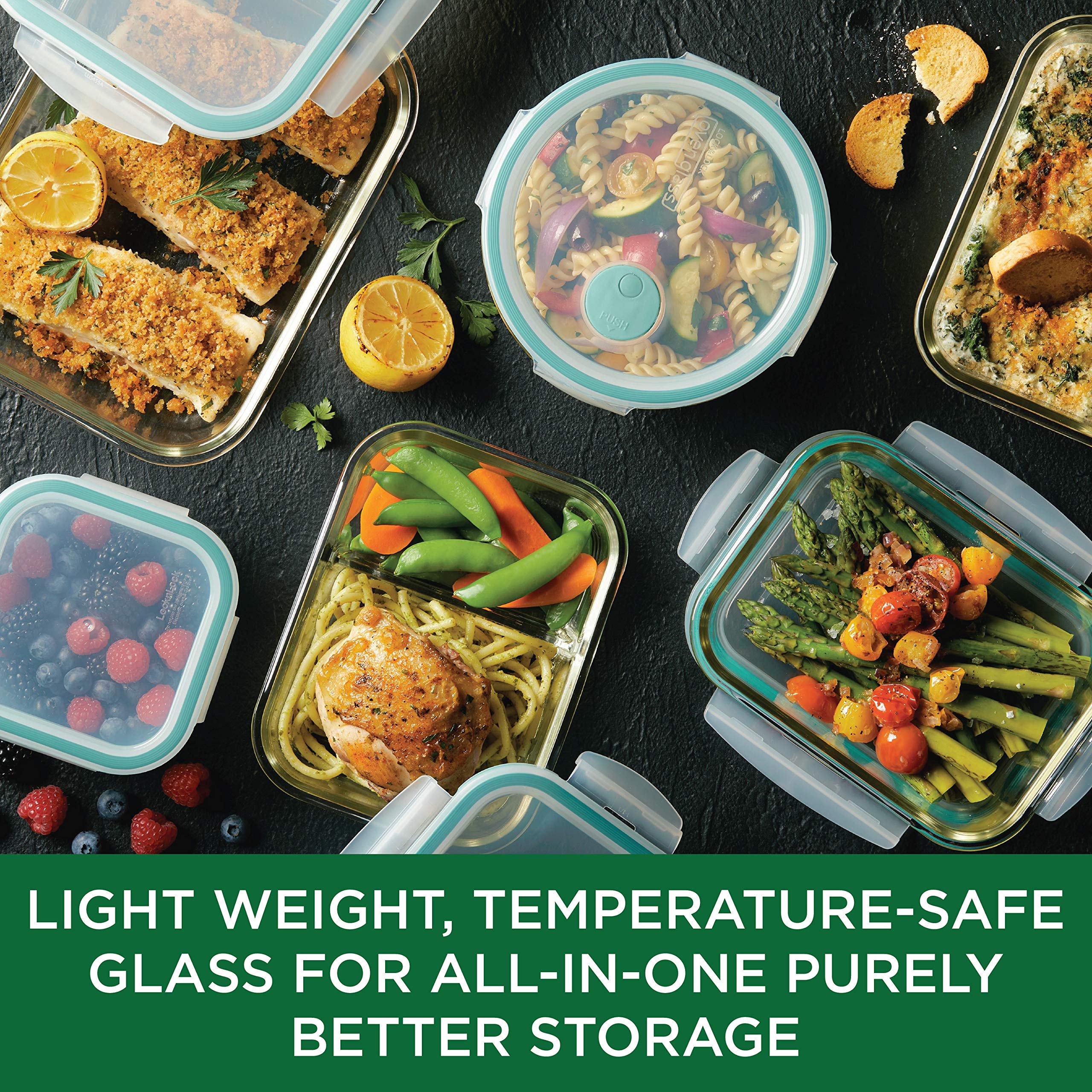 Lock & Lock Purely Better 14 oz Clear Glass Food Storage Container with Airtight Lid - BPA-Free, Microwave & Dishwasher Safe - Perfect for Meal Prep, Leftovers & Pantry Organization