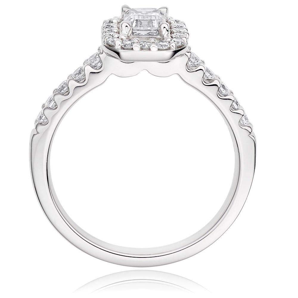 1 Carat Moissanite Engagement Ring for Women - 10K/14K/18K White Gold, Platinum or Silver - Cushion, Oval, Pear, Round, Emerald, Marquise Cut - Custom Text Engraving - Perfect Proposal, Anniversary & Wedding Gift