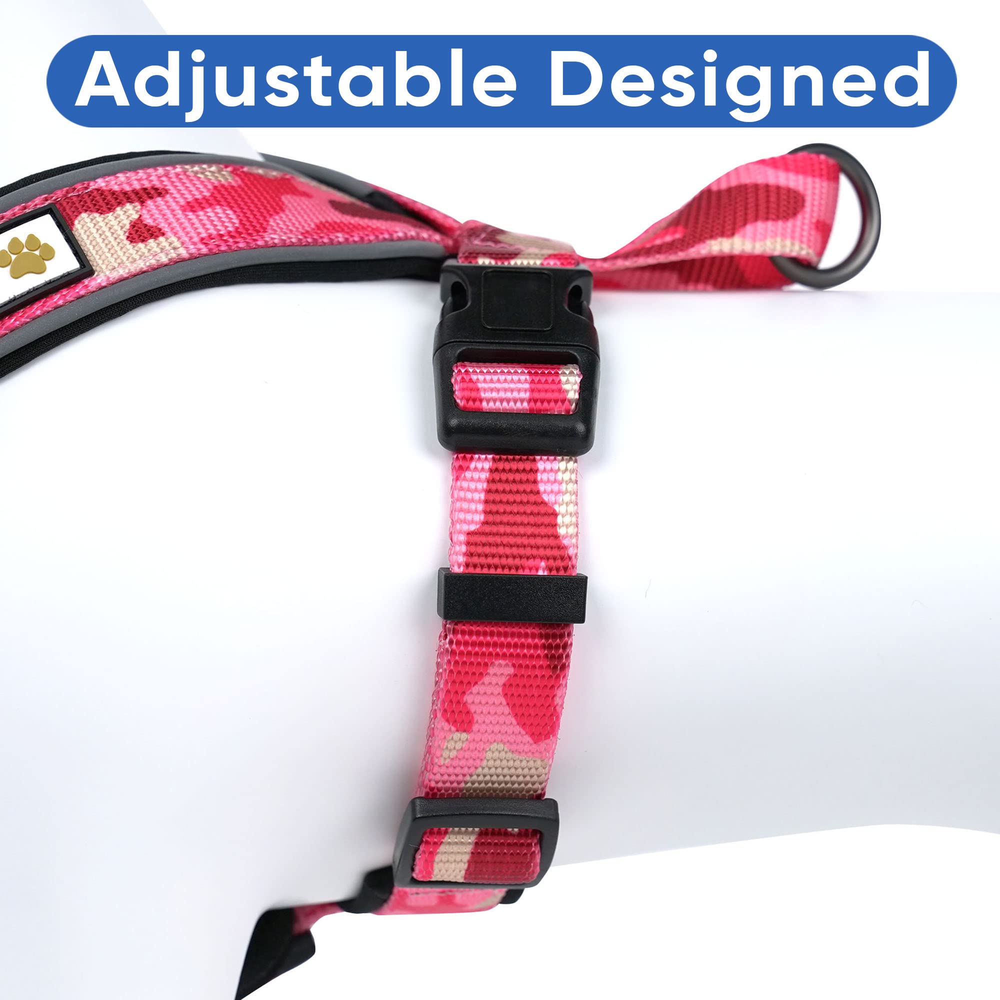 Pawtitas Reflective Padded Dog Harness - Comfortable & Adjustable Pet Vest for Walking, Running & Outdoor Adventures - Small Size in Pink - Great for Night Safety & Daily Use