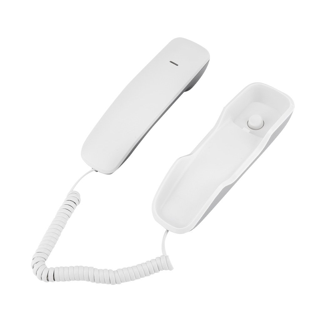 Vintage Wall Mount Telephone with Last Number Redial & Mute Function - Classic Rotary Style Home Decor for Living Room, Bedroom, Office (White)
