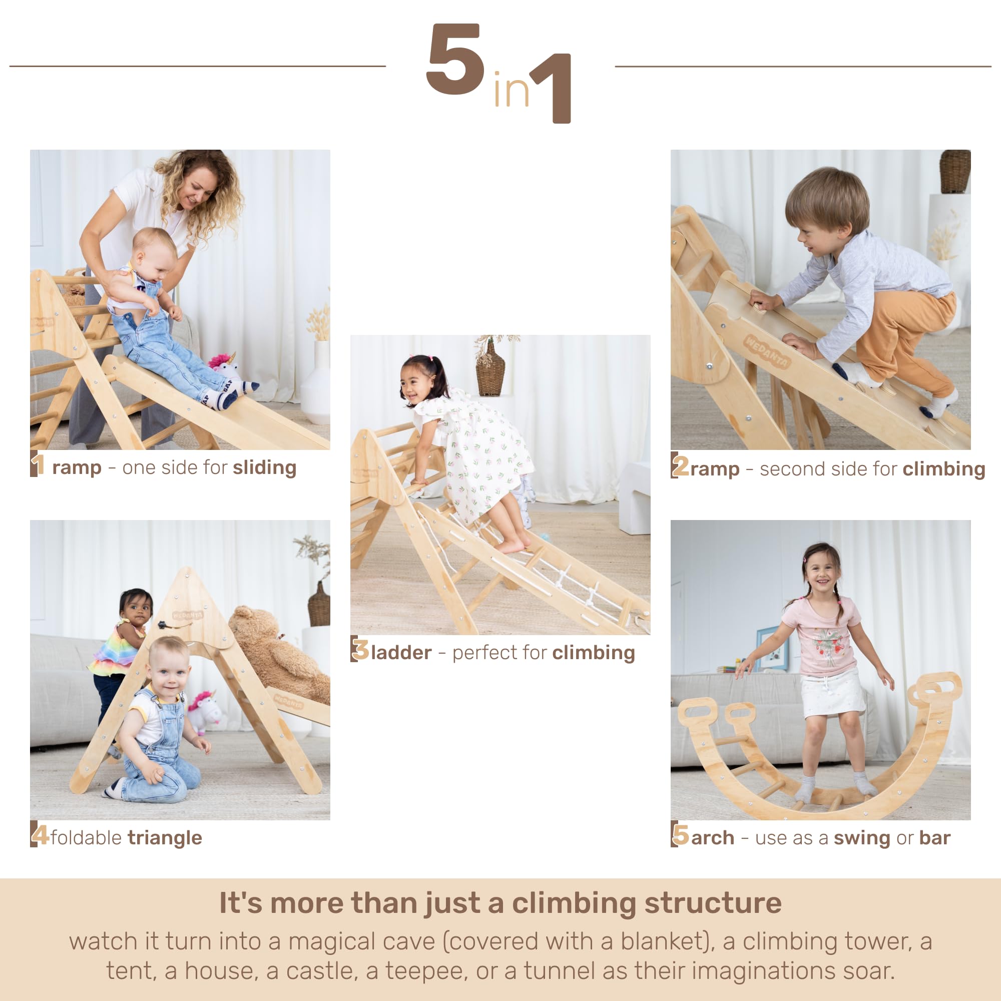 Best Indoor Playground Jungle Gym for Toddlers - Slide & Climbing Toys Playset with Swedish Ladder | Safe Kids Play Structure for Home | Perfect for Toddler Physical Development & Indoor Activities