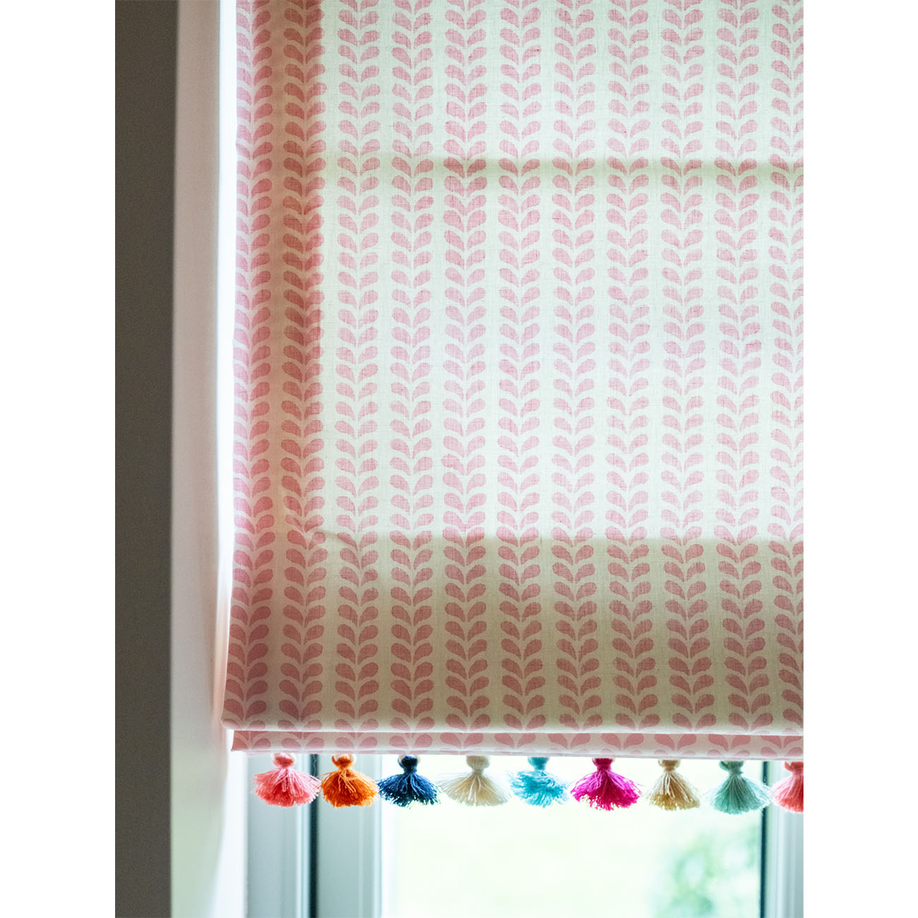 Handmade Block Printed Cotton Bindi Fabric in Pink - Perfect for Ethnic Wear, Home Decor & DIY Craft Projects