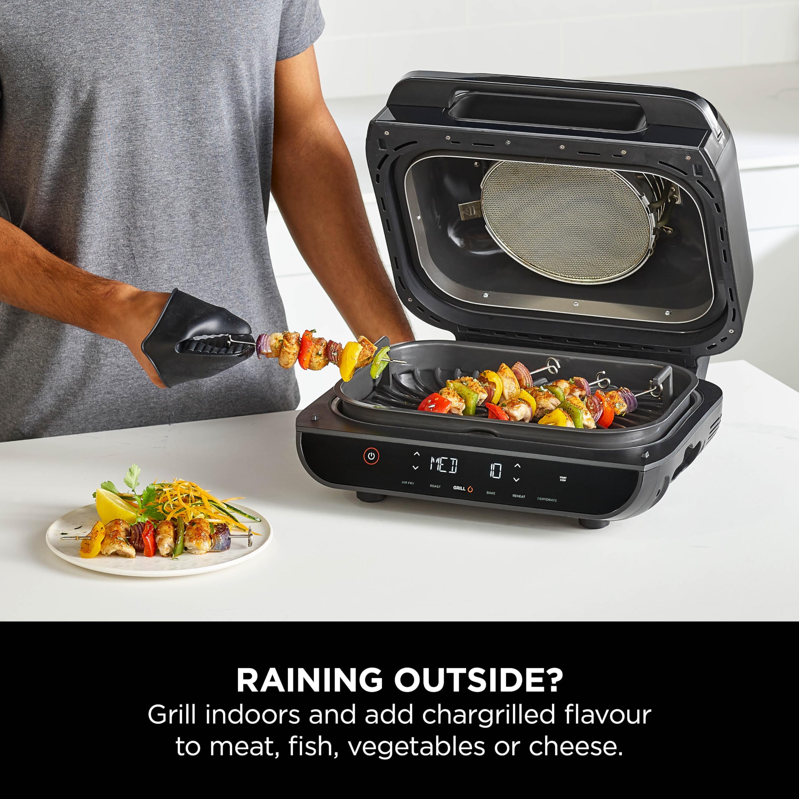 Ninja Foodi Max AG551UK Health Grill & Air Fryer - Grey | 5-in-1 Multi-Cooker for Grilling, Air Frying, Roasting, Baking & Dehydrating | Perfect for Healthy Meals, Family Dinners & Meal Prep