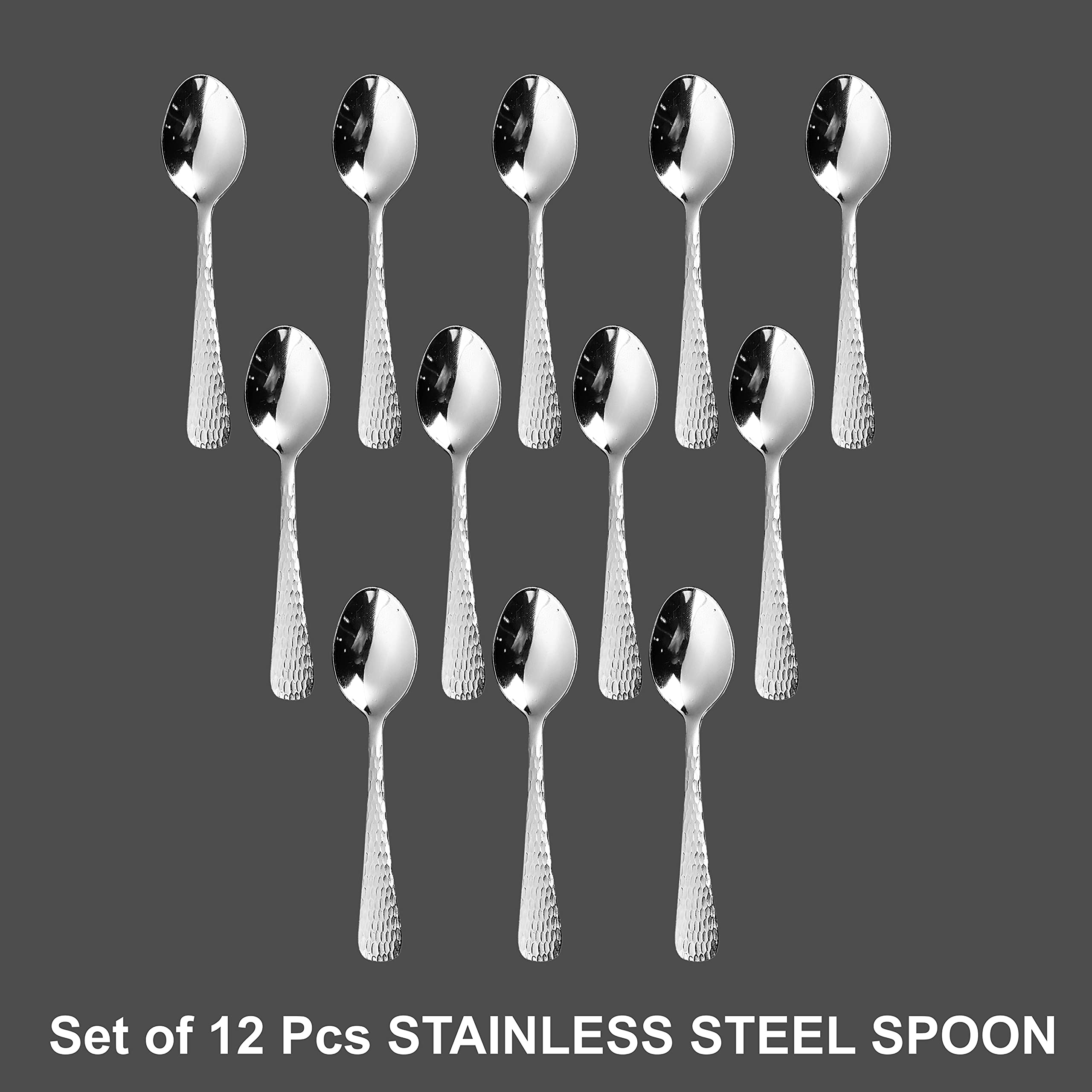 AXIOM 12-Piece Stainless Steel Mini Spoons Set - Small Spoons for Coffee, Tea, Sugar, Spices & Desserts - Perfect for Kids, Parties, Restaurants & Home Use