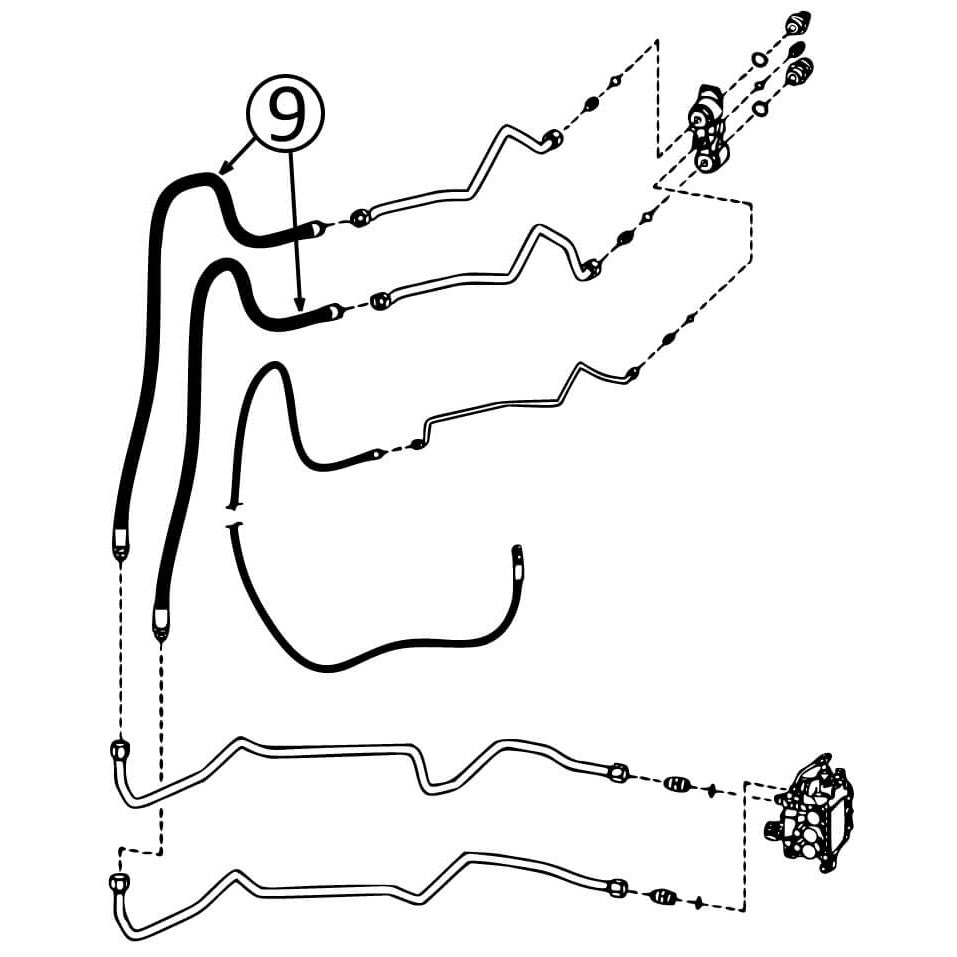 Bobcat S205 Hydraulic Hose - Replacement Hose for Arm Pivot in Auxiliary Circuit (Part #9) - Compatible with Skid Steer Loaders and Construction Equipment
