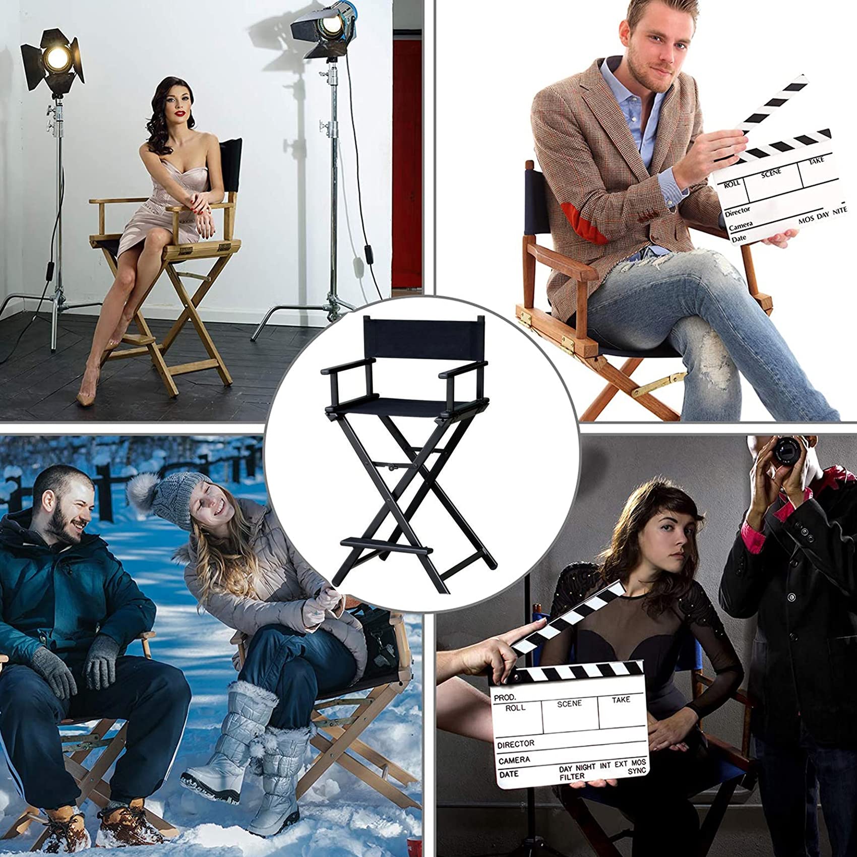 Professional Makeup Artist Chair - Portable Folding Aluminum Director Chair for Salon, Film & Photo Shoots - Lightweight Pink Styling Chair for Beauty Professionals & On-Set Use