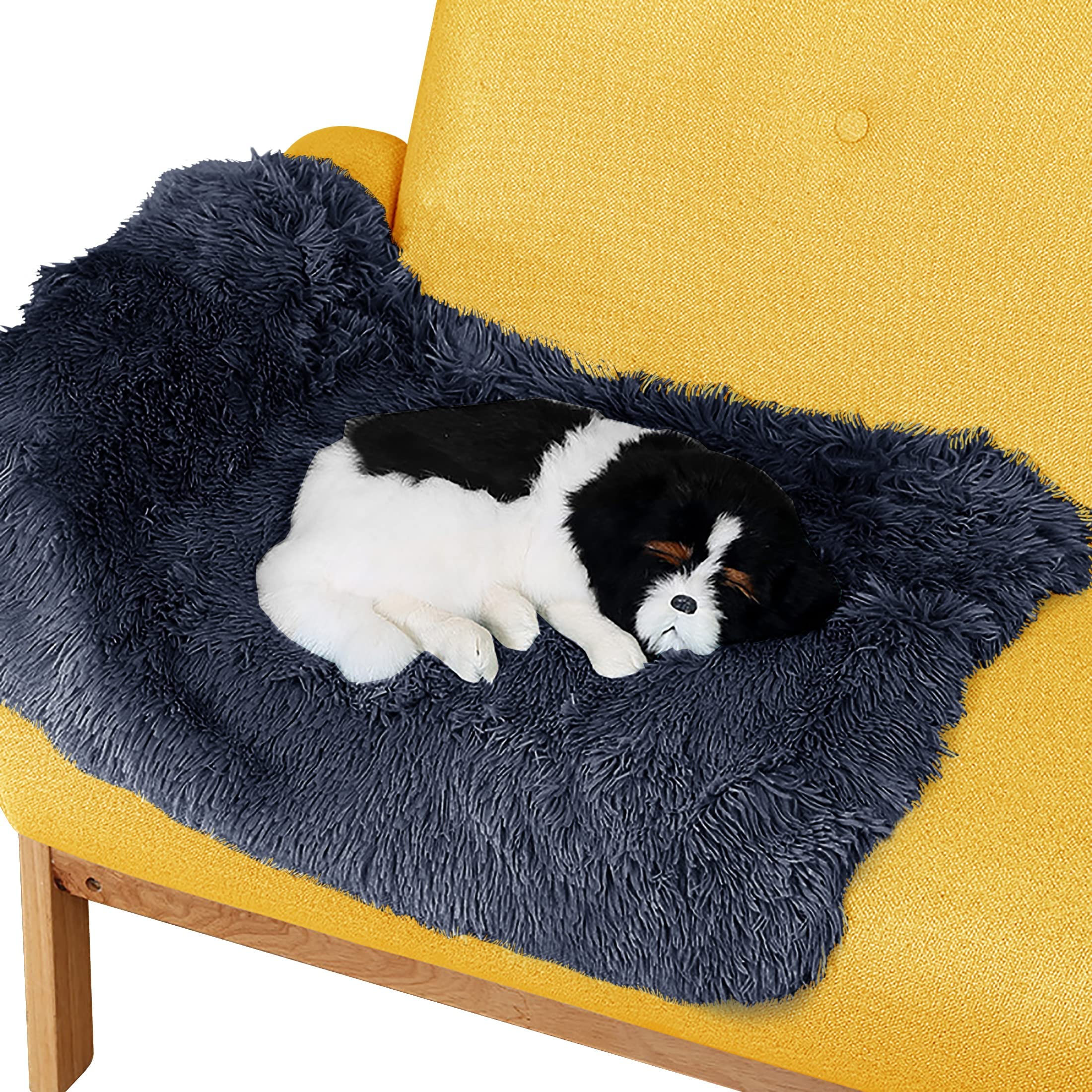 **Soft Fluffy Reversible Sherpa Dog Blanket - Warm Fleece Pet Throw Blanket for Dogs & Cats - Cozy Sleep Mat for Bed, Couch & Travel - Washable Lightweight Blanket for Puppy & Kitten (S, M, L, XL)**    *Perfect for snuggling at home, road trips, or keeping your pet warm during winter!*