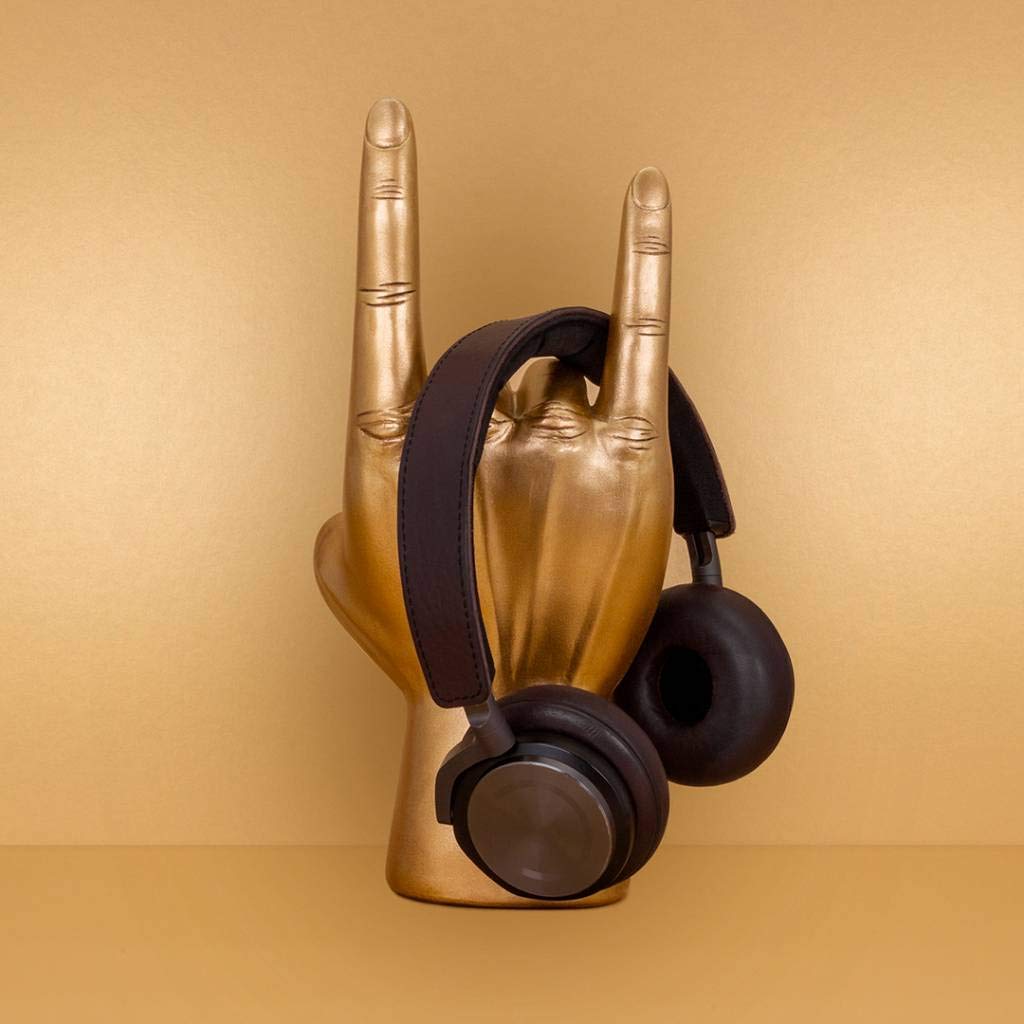 Premium Antique Gold Headphone Stand - Closed Headphone Hanger & Earbud Holder - Single Desk Organizer for Gaming Headsets & Audio Accessories - Perfect for Home Office, Gaming Setup & Studio Use