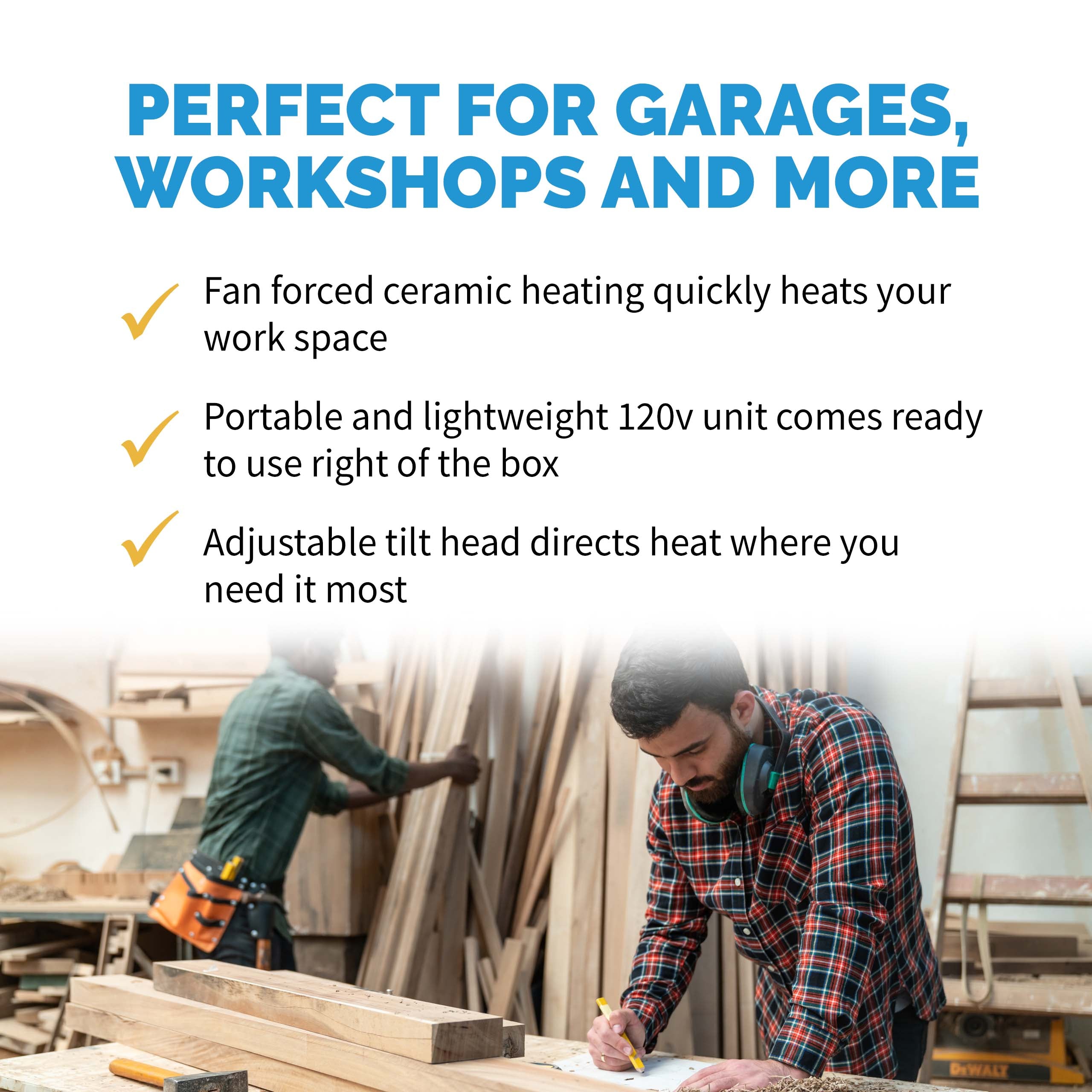 Newair® 1500W Portable Ceramic Electric Heater for Garage, Workshop & Home - 120V Fast Heating, Energy Efficient, Safe & Quiet - Perfect for Winter, Workspaces & Large Rooms