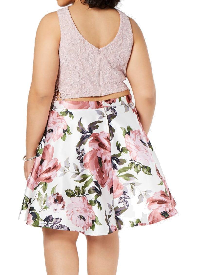 City Studio Women's Plus Size Floral Lace Crop Top Dress in Pink (Size 24W) - Perfect for Summer Outfits, Date Nights & Casual Wear