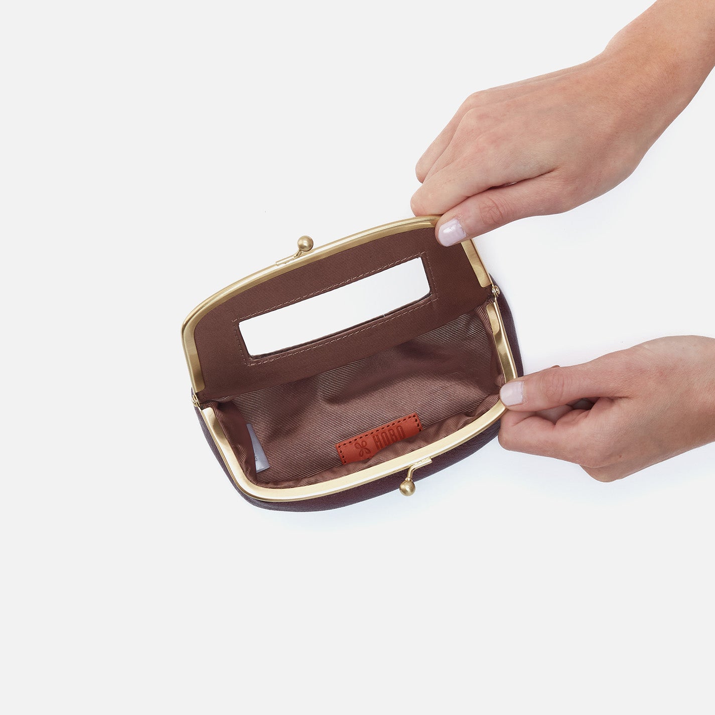 Metallic Leather Face Frame Pouch in Frosted Plum - Stylish Cosmetic Bag for Travel, Gym & Everyday Use