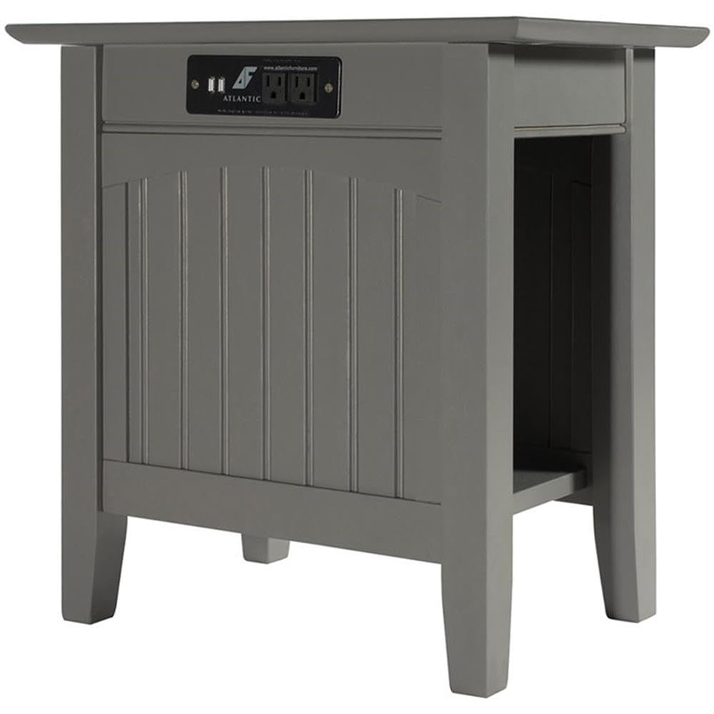 Home Square 2-Piece Nantucket Chair & Side Table Set with Built-in USB Charger - Gray Patio Furniture for Outdoor Lounge, Poolside Relaxation, and Garden Decor