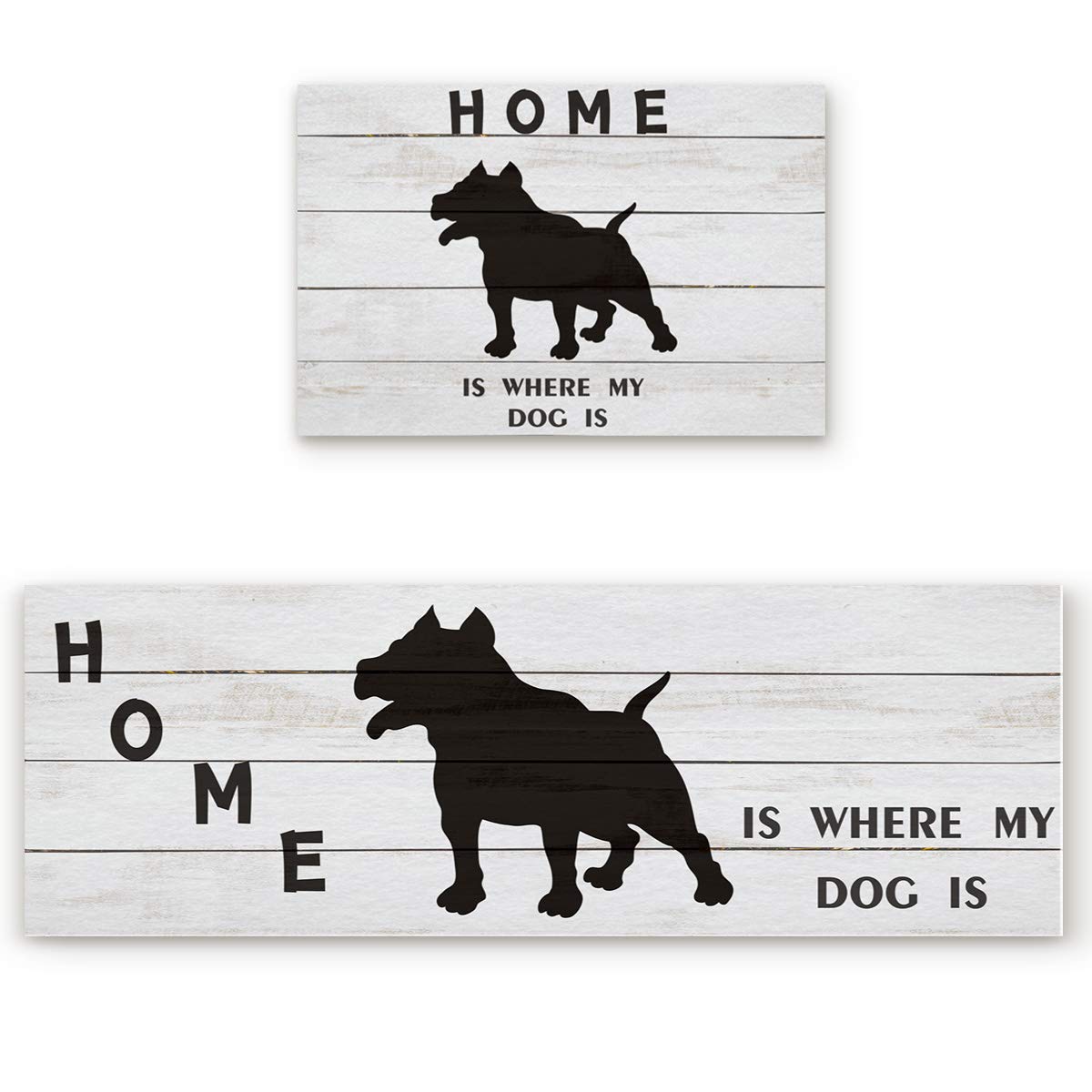 **Non-Slip Washable Dog Kitchen Mats Set of 2 - Cushioned Anti-Fatigue Floor Rugs with Vintage Wooden Plank Design - Perfect for Pet Feeding Areas and High-Traffic Kitchens**
