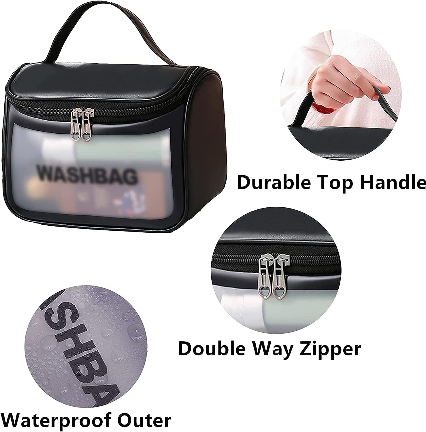 Aepigo Women's Cosmetic Bag - Waterproof Makeup Pouch & Travel Toiletry Organizer (Black) - Perfect for Travel, Gym, and Daily Essentials Storage