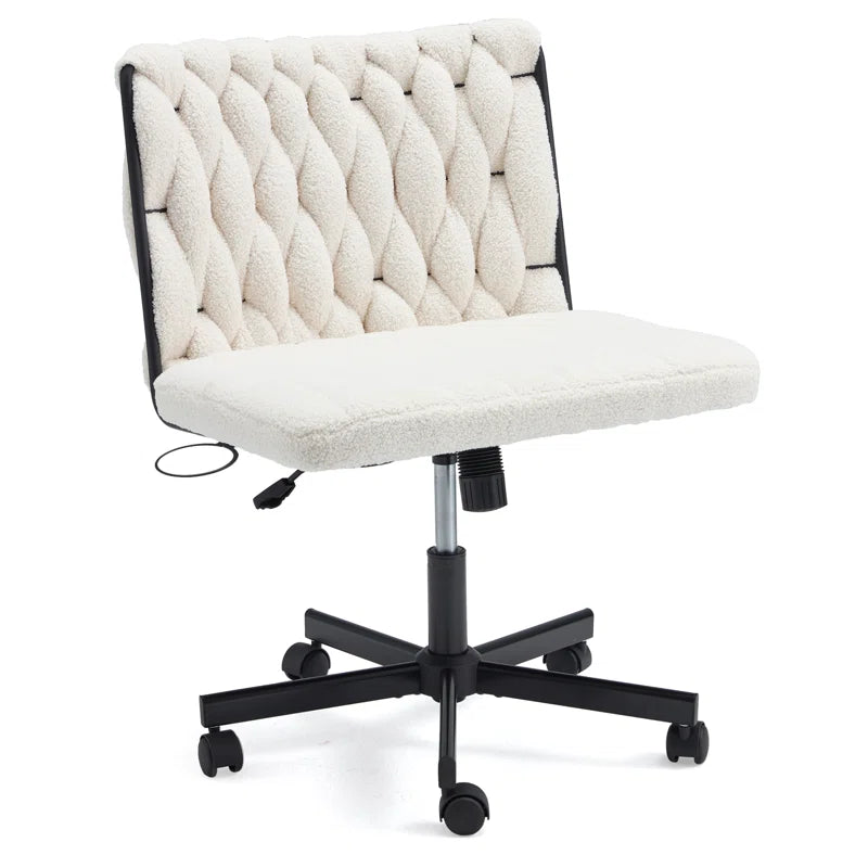 EROMMY Criss Cross Armless Rolling Office Chair - Height Adjustable Desk Chair for Home & Office - Ergonomic Swivel Task Chair for Bedroom, Living Room, Study - White - Perfect for Work, Gaming & Relaxation