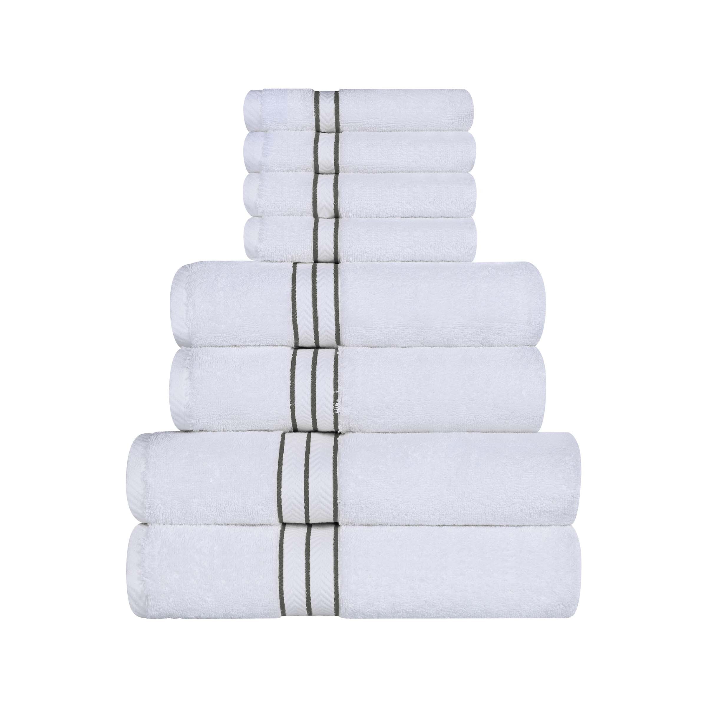 Premium Turkish Cotton 8-Piece Ultra Plush Bath Towel Set - Super Absorbent, Soft & Luxurious for Spa, Bathroom, and Beach Use