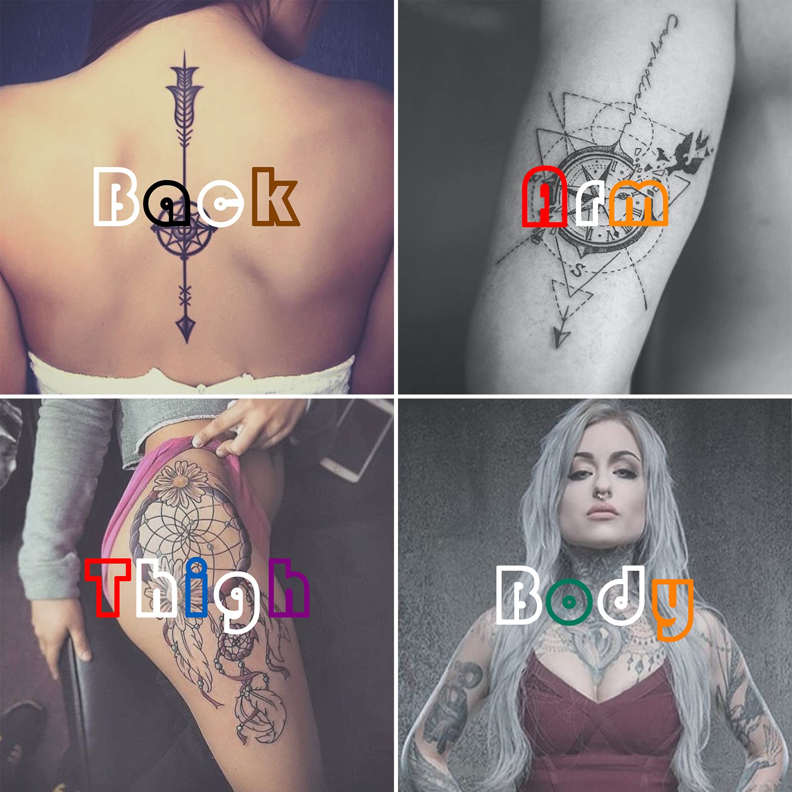 3 Packs Black Temporary Tattoo Kit with Ink & Stencils - Safe, Skin-Friendly Fake Tattoos for Adults, Teens & Kids - Perfect for Parties, Halloween & Cosplay