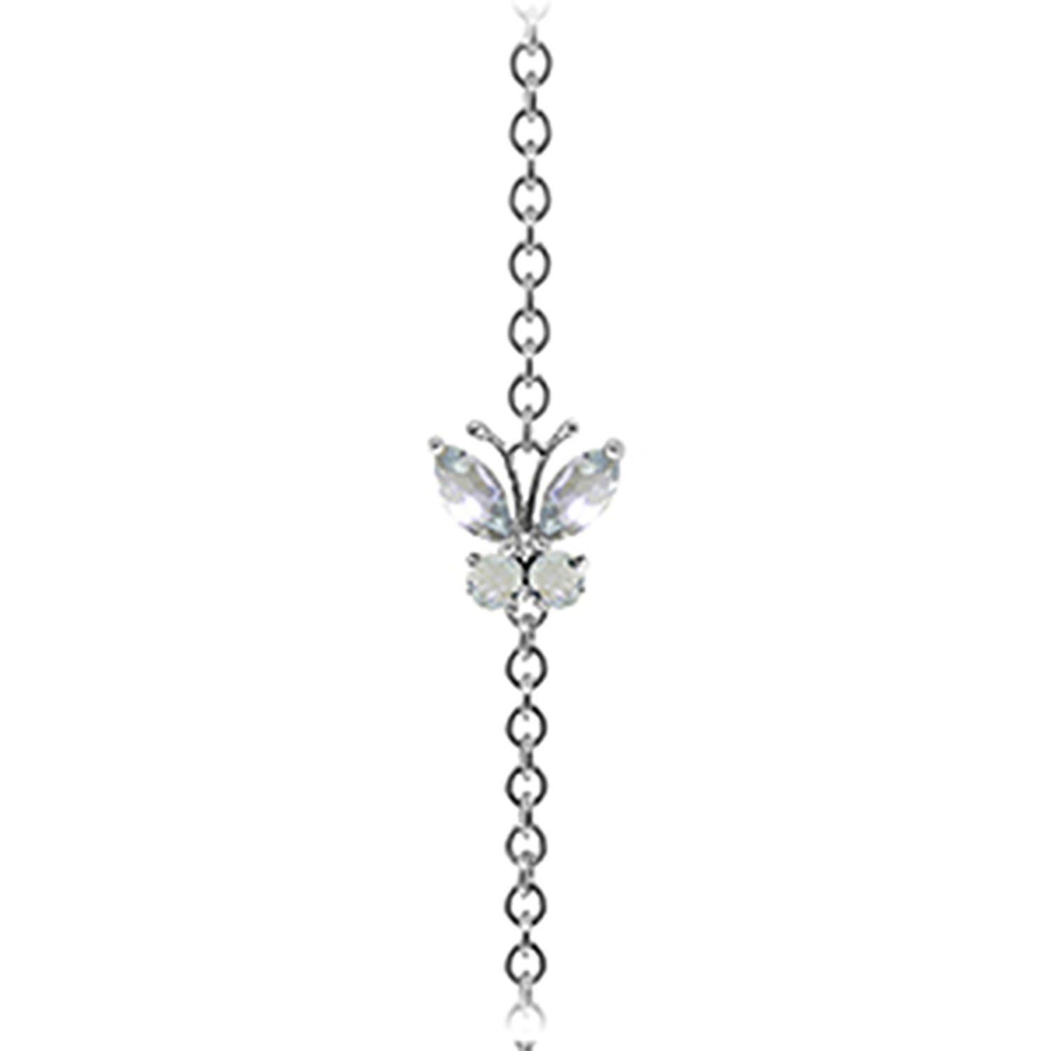 14K White Gold Aquamarine Butterfly Bracelet for Women - Elegant Galaxy Gold GG Jewelry Gift for Birthday, Anniversary & Special Occasions