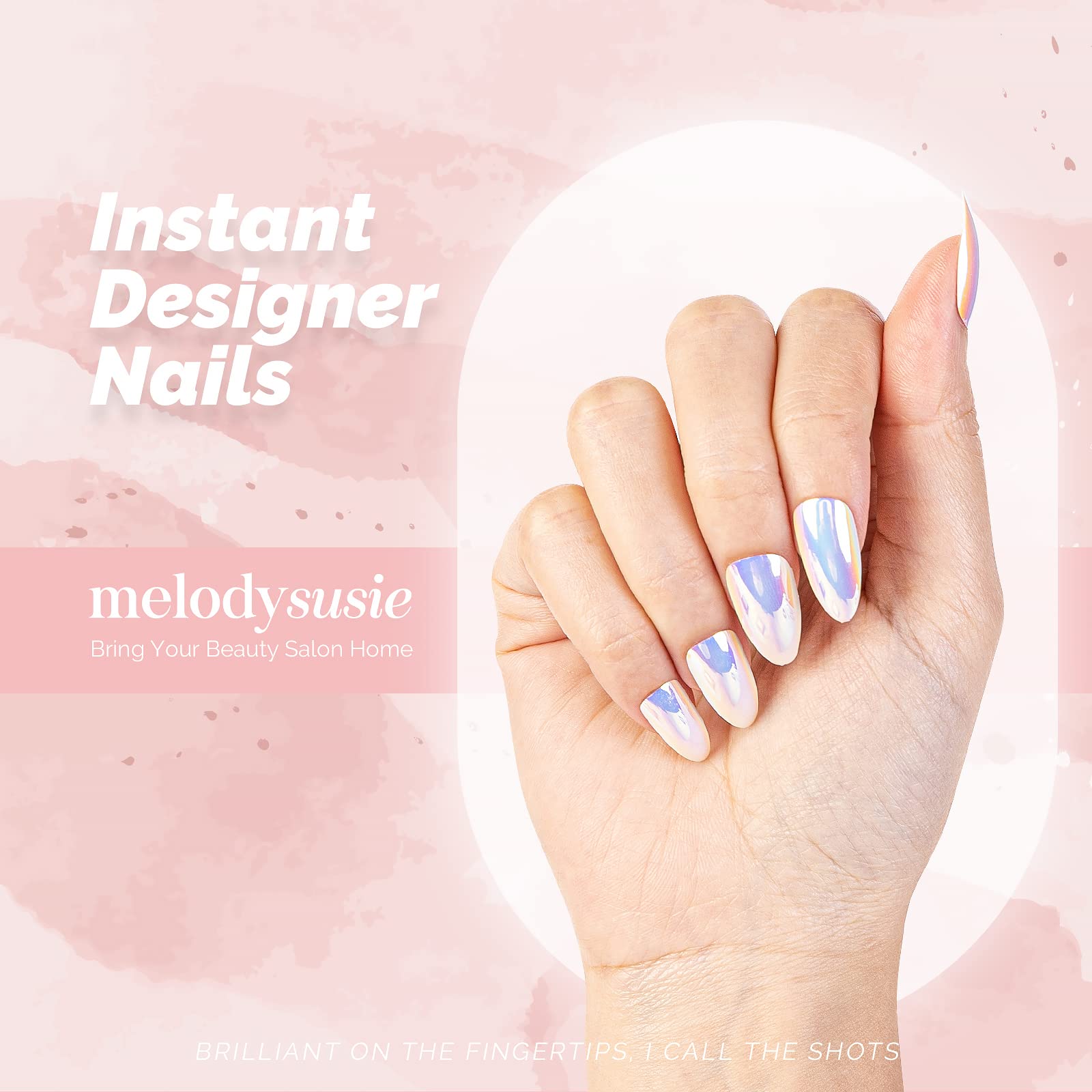 MelodySusie Press On Nails - 24Pcs Short Almond Shape Fake Nails Kit with Jelly Glue | Glossy Finish, 10 Sizes | Perfect for Daily Wear, Parties & Special Occasions