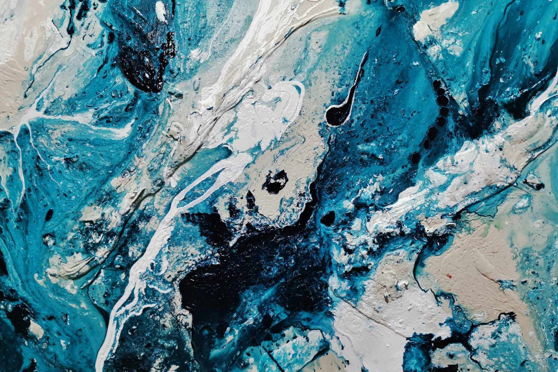 Southern Aura 94.5'' x 47'' Blue White Cream Textured Abstract Canvas Art - Modern Wall Decor for Living Room, Bedroom & Office