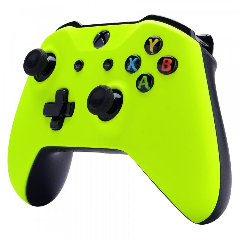 ExtremeRate Lime Yellow Soft Touch Replacement Shell Faceplate for Microsoft Xbox One S & X Controller - Upgrade Your Gaming Setup for Enhanced Comfort and Style