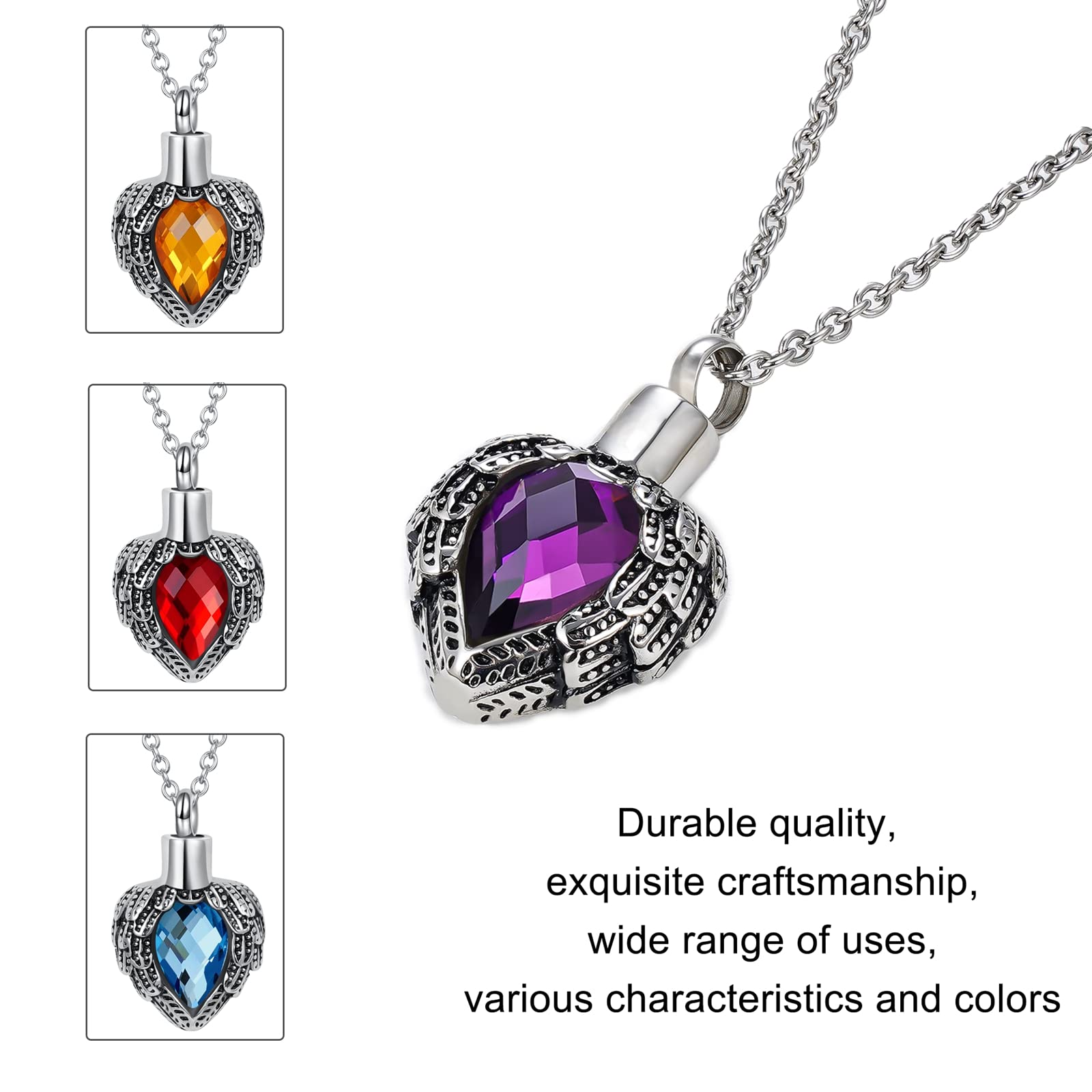 Elegant Heart Cremation Jewelry Ashes Pendant Necklace - Stainless Steel & Natural Crystal Keepsake for Loved Ones | Perfect Memorial Gift for Women on Christmas, Valentine's Day, Mother's Day, Anniversary & Birthday | Wear Close to Heart for Comfort & Remembrance