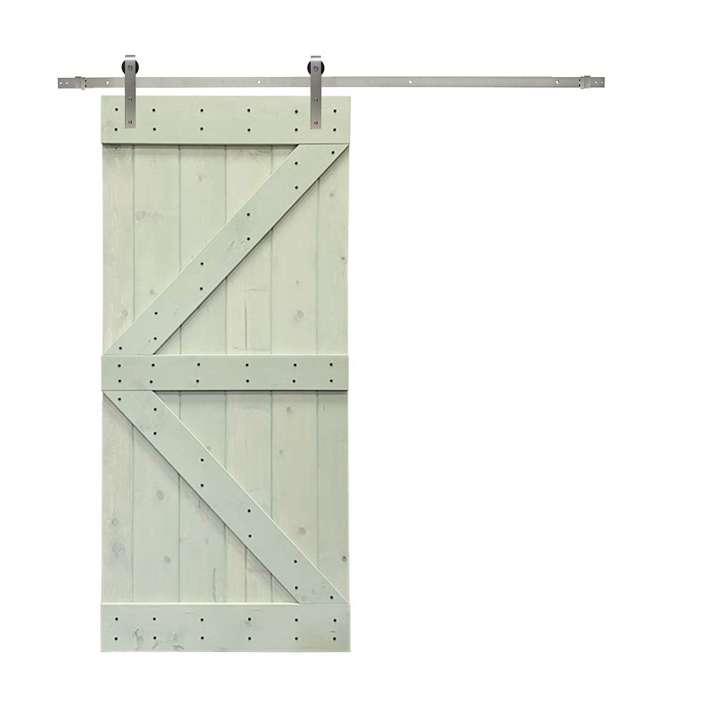 TMS Paneled Wood Colonial Maple Stained K Series DIY Barn Door with Sliding Hardware Kit - 84
