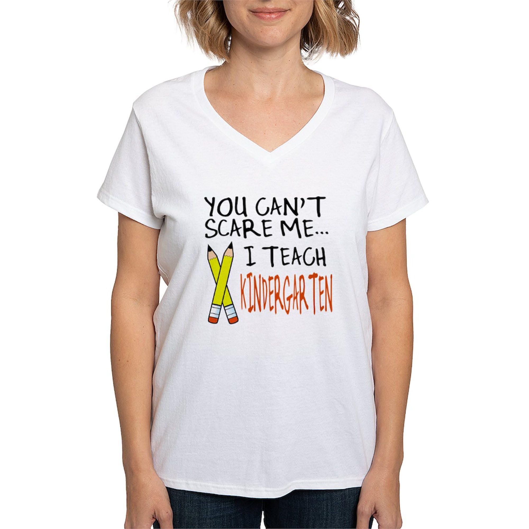 Kindergarten Teacher Women's V-Neck Cotton T-Shirt - Comfortable Casual Tee for Educators, Back to School & Teacher Appreciation Gifts