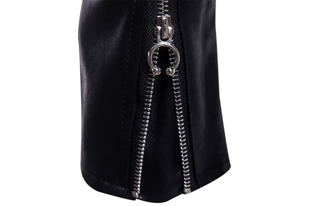 Men's Motorcycle Leather Jacket - Slim Fit Biker Jacket with Zippers, Faux Leather Outerwear for Casual Riding & Urban Style | Perfect for Motorcycle Enthusiasts & Fashionable Men