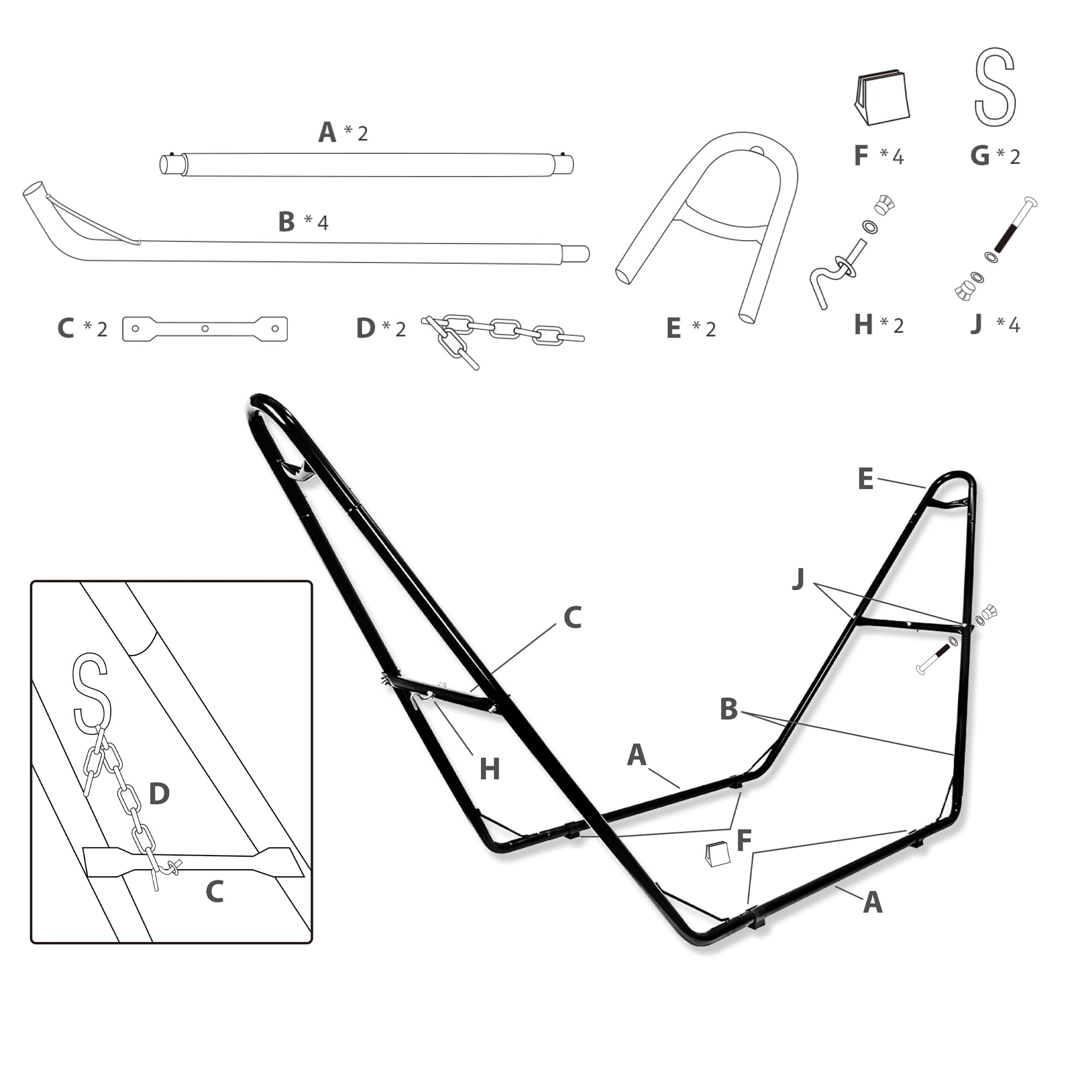 Heavy Duty Universal 2-Person Hammock Stand - 550 lb Capacity Steel Frame for 9-14 FT Outdoor Hammocks | Perfect for Backyard, Patio, Camping & Beach Relaxation