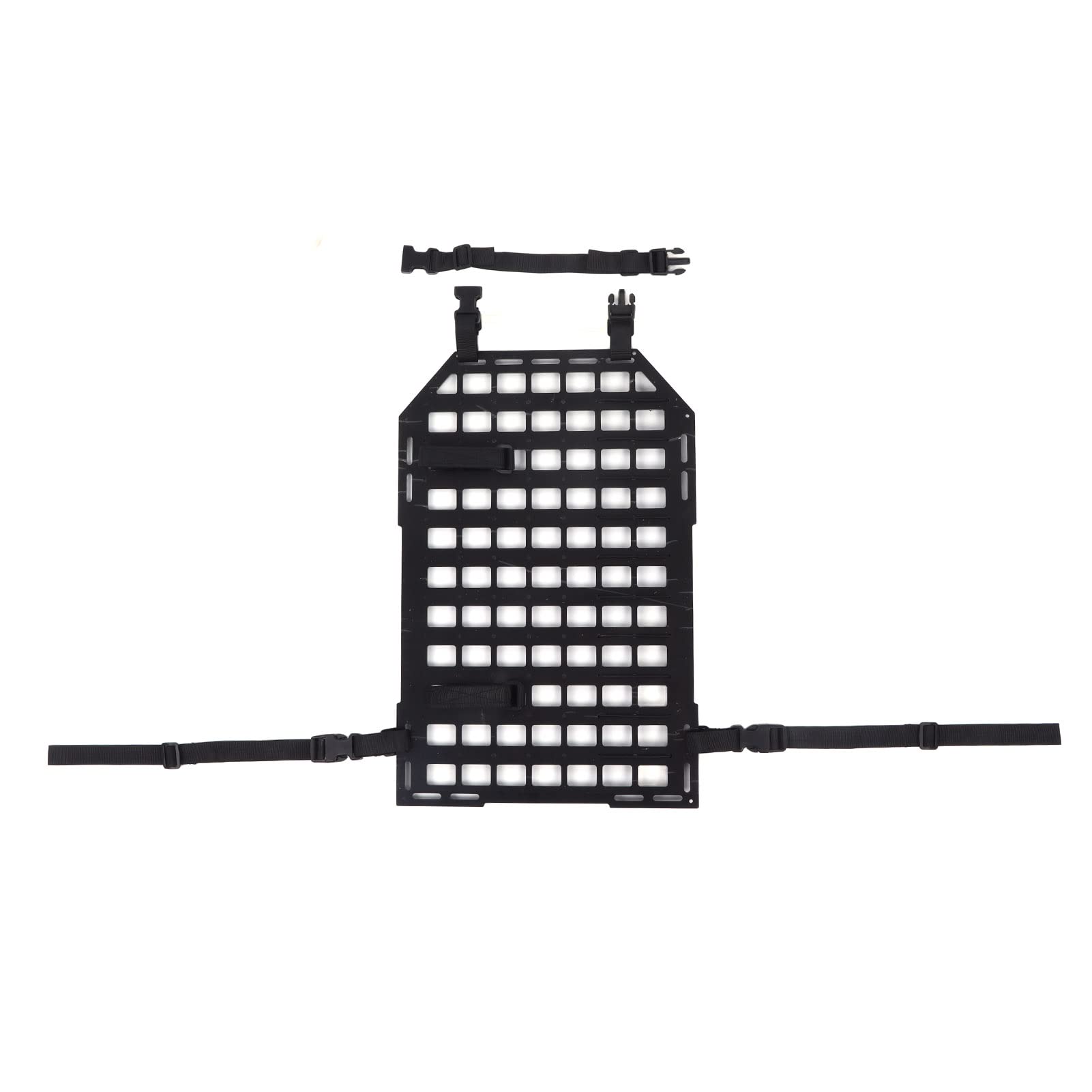Black Car Backseat Organizer - 21.65x14.17in Rigid Molle Panel with Fastening Straps | Perfect for Hunting Gear, Baby Supplies & Road Trips | Durable Plastic Replacement Car Accessory