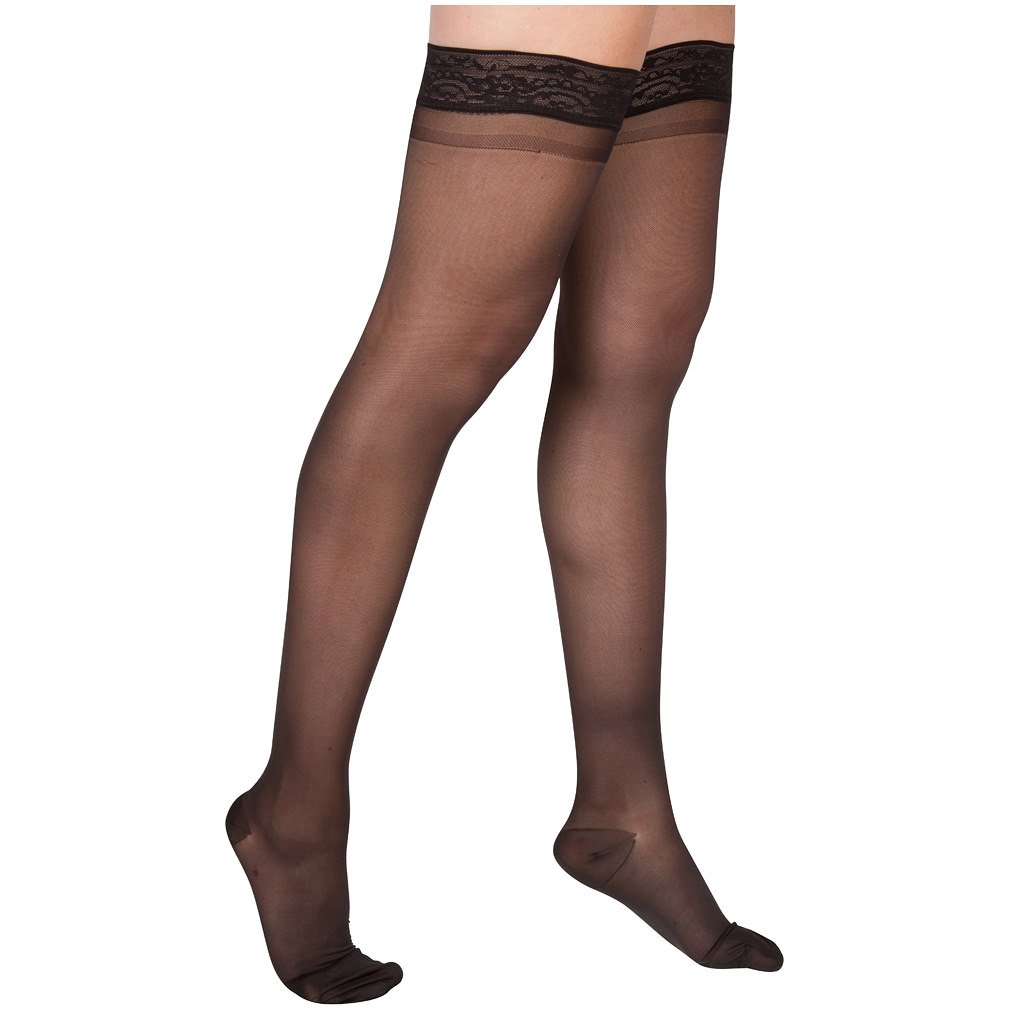 EvoNation Women's Thigh High 15-20 mmHg Graduated Compression Stockings for Varicose Veins & Circulation - Moderate Pressure Medical Socks for Nurses, Travel & Pregnancy Support