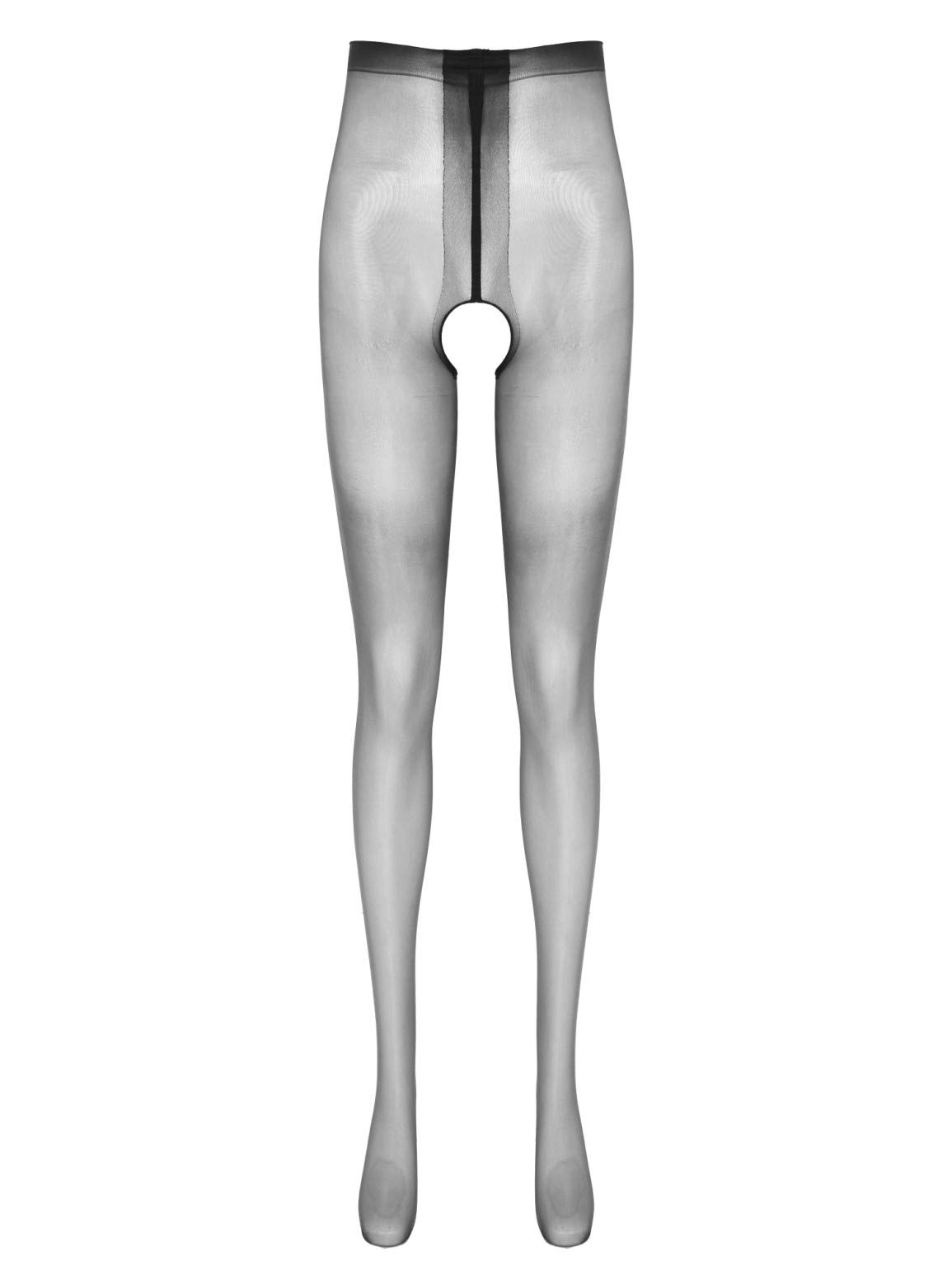 Mufeng Women's Sheer Pantyhose - High Waist Shiny Tights, Full Footed Stockings, Black One Size - Perfect for Office, Party & Everyday Wear