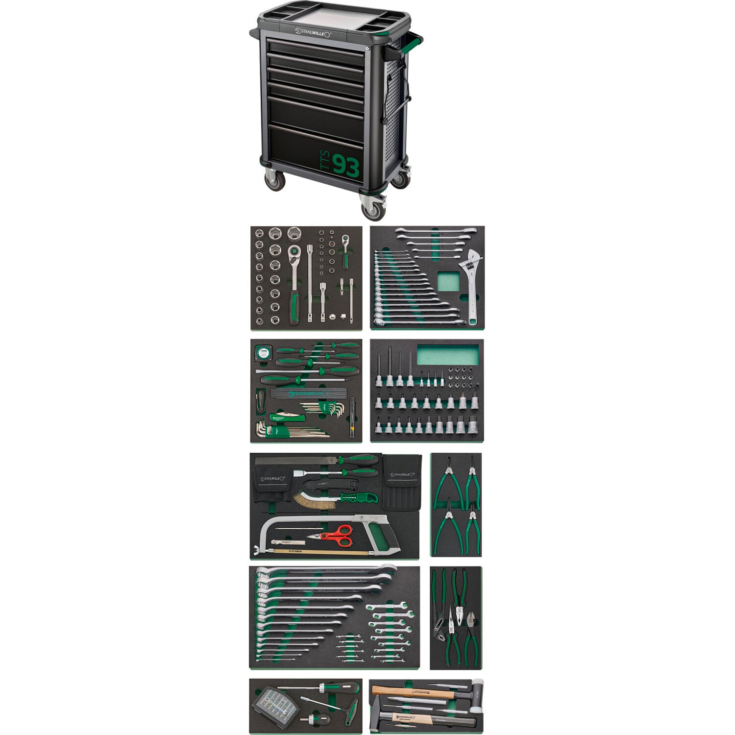 Stahlwille 98830180 Professional Tool Set with Rolling Tool Trolley - Perfect for Mechanics, DIY Workshops & Garage Organization