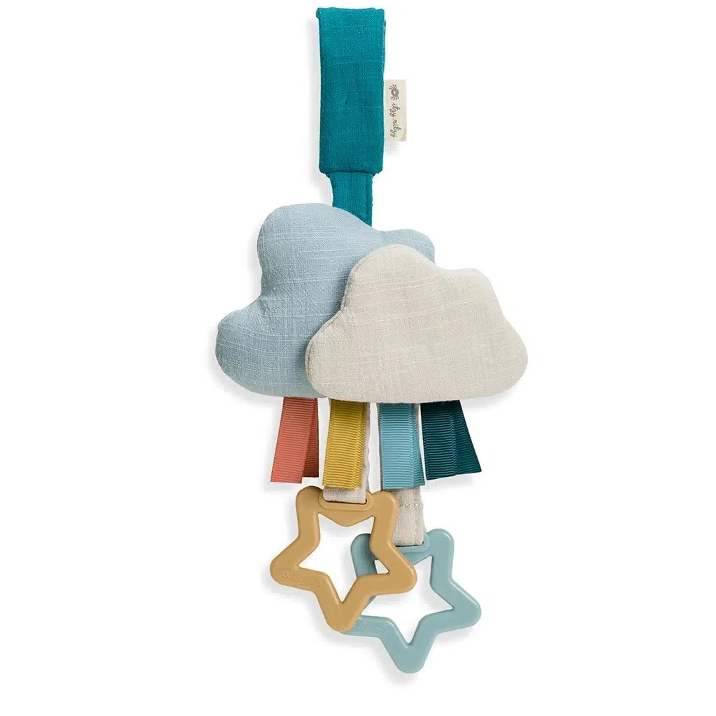 Itzy Ritzy Attachable Travel Jingle Toy - Soft Cloud Design for Strollers, Car Seats & Baby Carriers | Soothing Sensory Play for Infants & Toddlers