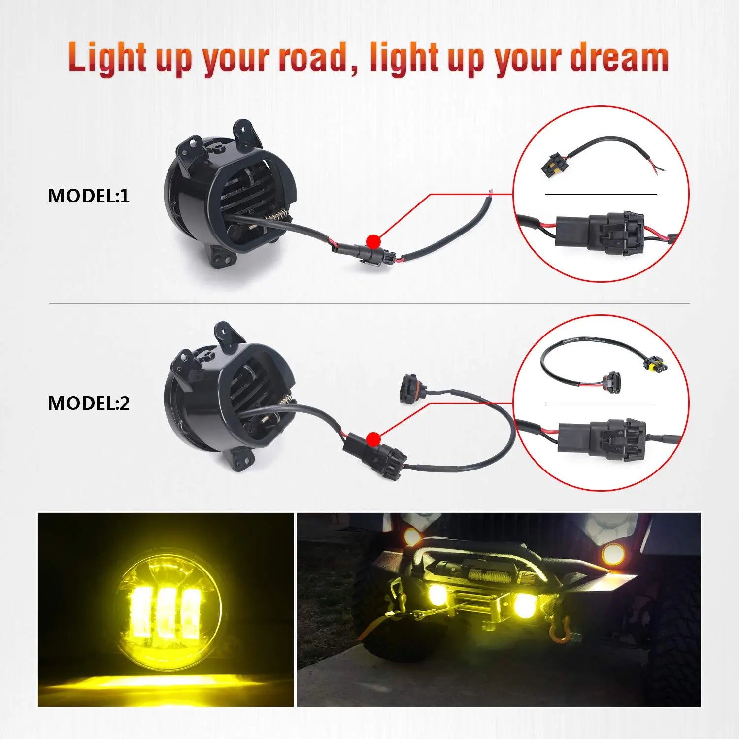 LOYO 4 Inch 60W Amber LED Fog Lights for Jeep Wrangler TJ LJ JK & Dodge Journey - Waterproof Off-Road Bumper Lights (Pair) - Perfect for Night Driving, Foggy Conditions & Off-Road Adventures