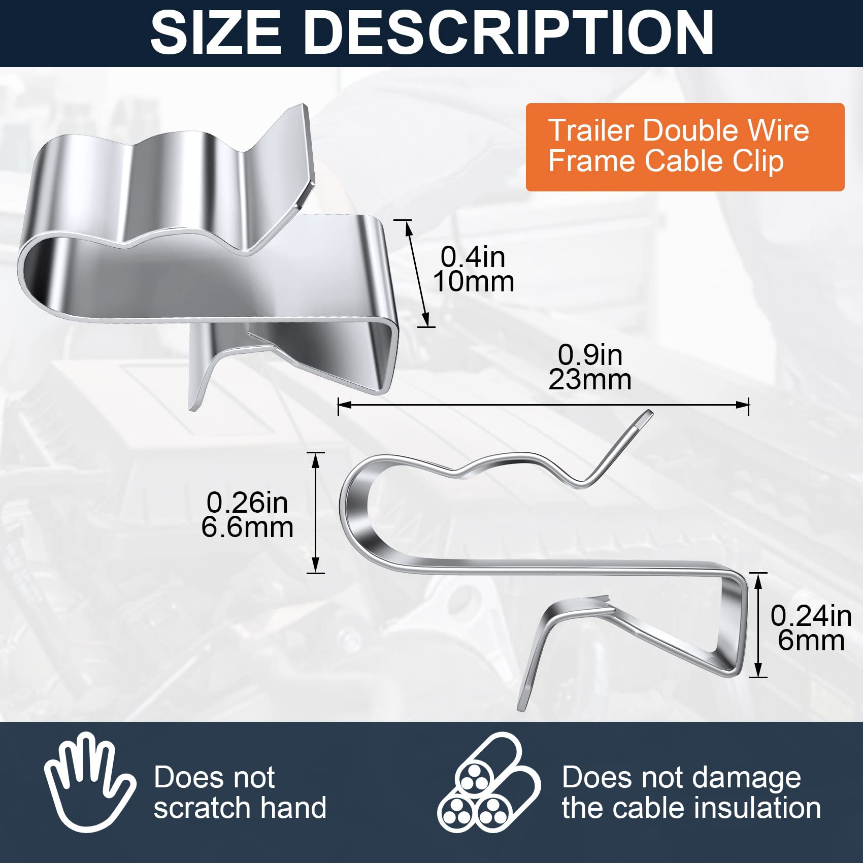 OIIKI 18PCS Stainless Steel Trailer Frame Wire Clips - 23mm Cable Clips for Automotive Wire Management, Boat Trailer & Fishing Boat Cable Organization - Perfect for Securing Wires on Trailers, RVs, and Marine Vehicles
