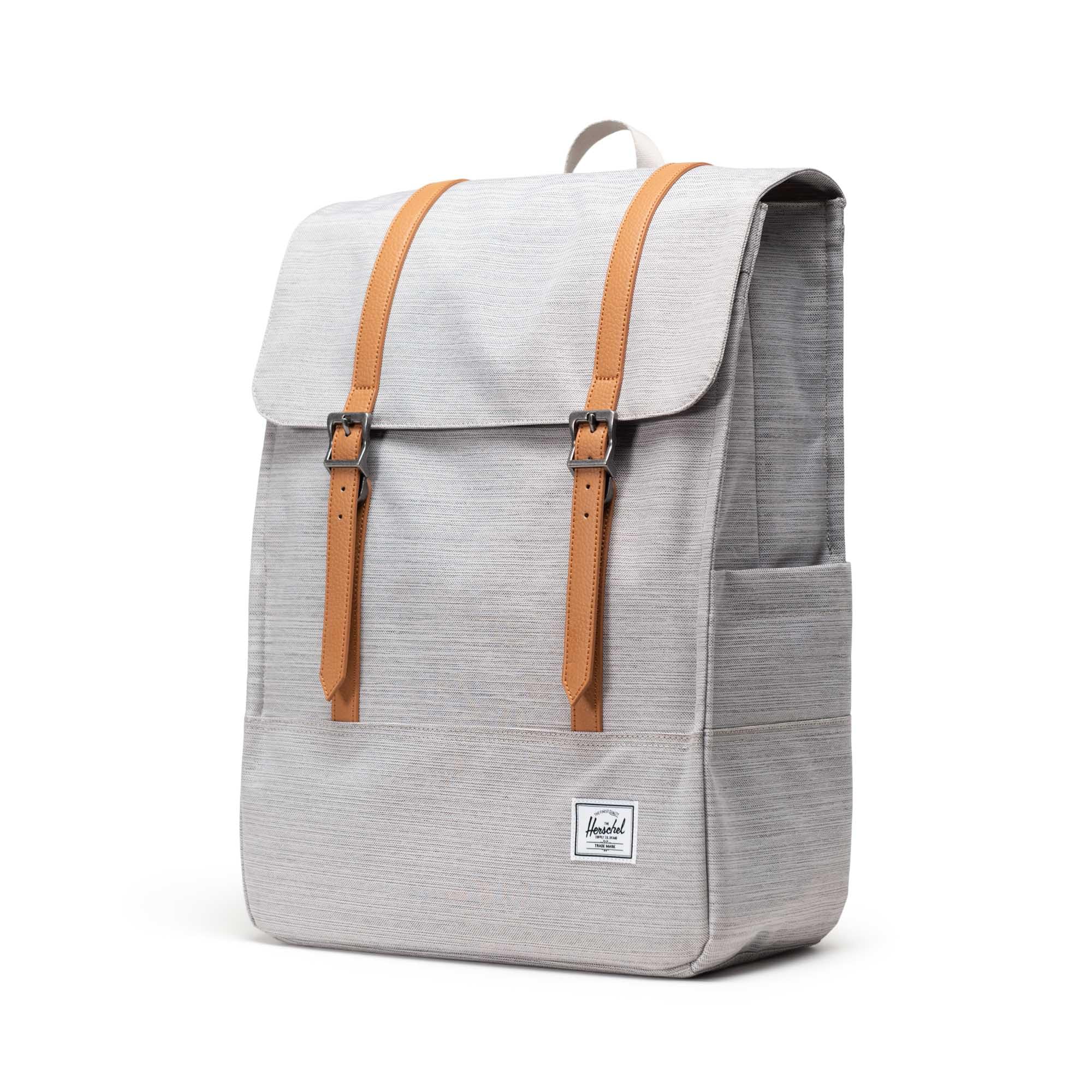 Herschel Survey Backpack - Light Grey Crosshatch Water-Resistant Laptop Backpack for College, Travel & Work | Durable School Bag with Padded Sleeve for 15