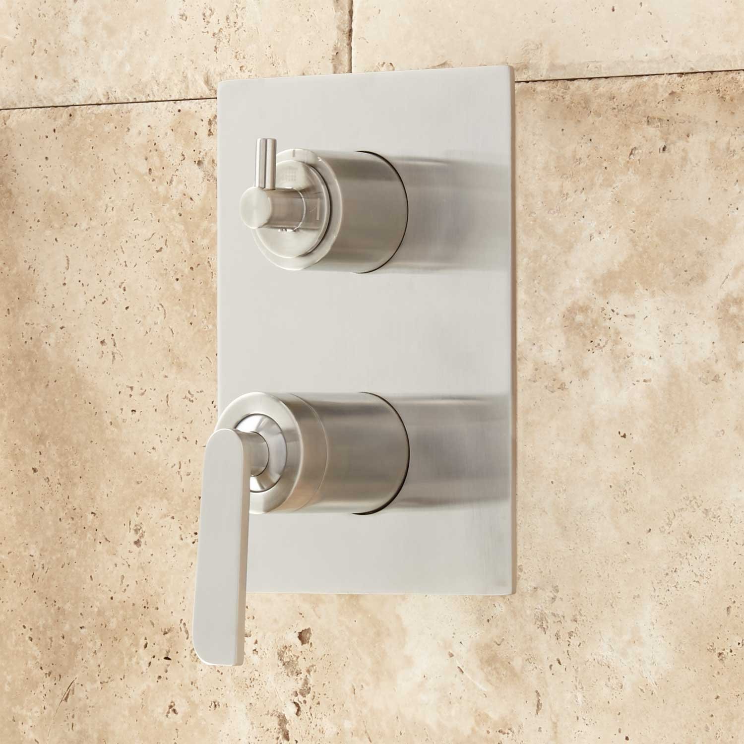 Signature Hardware 414750 Calhower Shower System with Rainfall Shower Head & Handheld Shower - Brushed Nickel Finish - Complete Rough-In Valve Included - Perfect for Luxury Bathroom Renovations and Spa-Like Shower Experiences