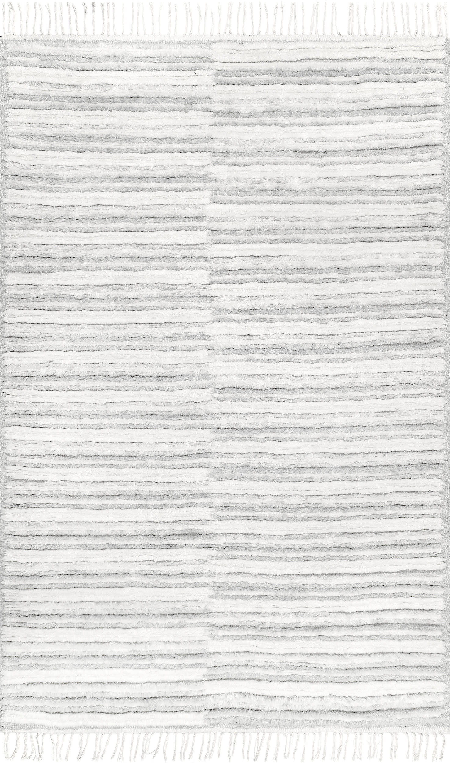 Fred Striped Shag Rug - Soft Plush Grey Area Rug for Living Room, Bedroom & Nursery | Cozy Home Decor