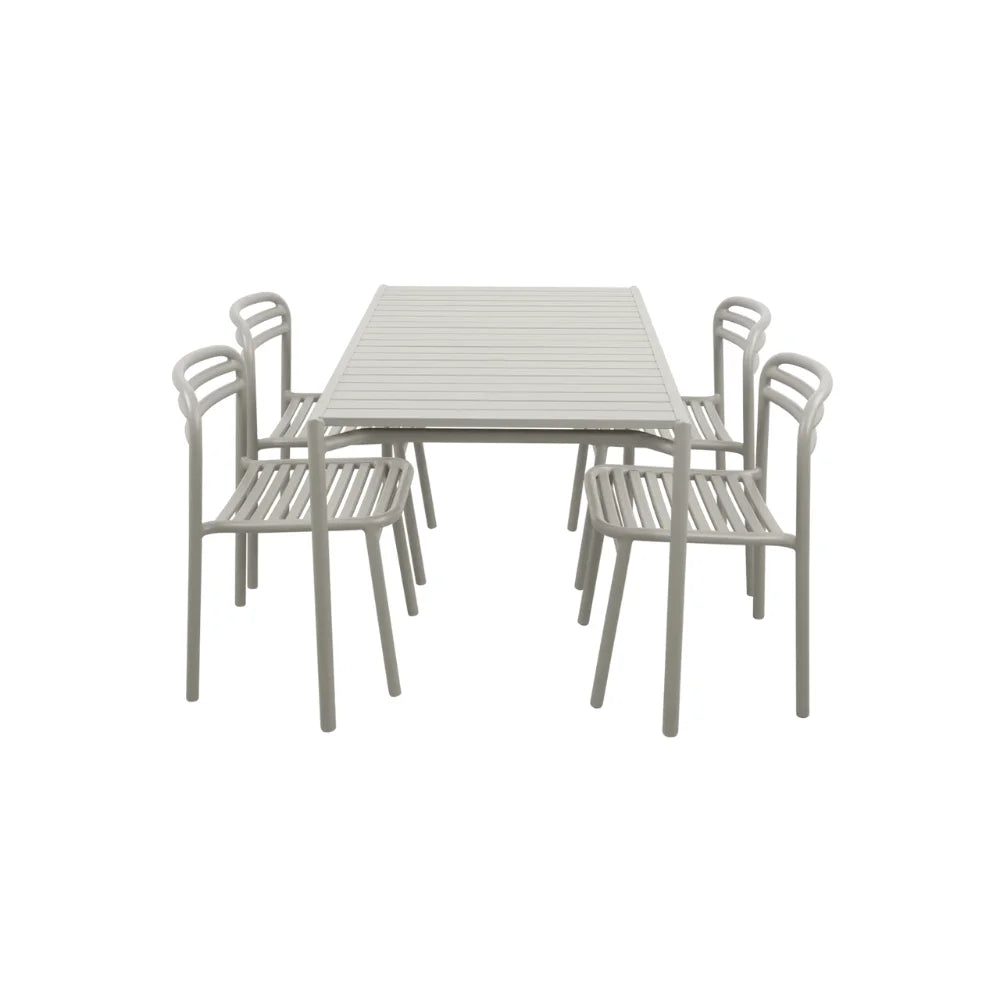 Bliss Outdoor Dining Table Set with 4 Chairs - Rectangle Patio Furniture for Backyard, Garden & Poolside Entertaining