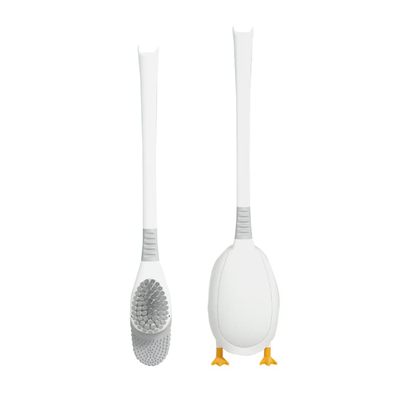 **Premium Silicone Toilet Brush with Base - Deep Cleaning for Bathroom Crevices - Wall Mounted or Floor Standing (TPR + Polypropylene, White) - Ideal for Hygienic Home & Commercial Restrooms**