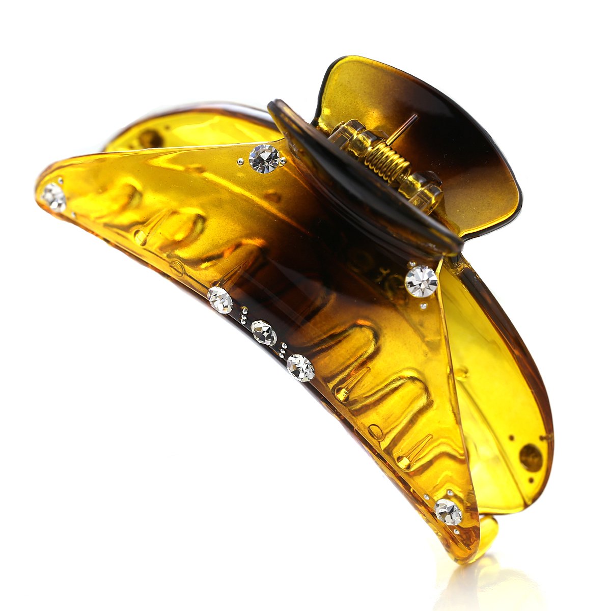 Elegant Brown Hair Claw Clip with Rhinestones - Jaw Pin Butterfly Hair Clip for Women & Teens | Perfect for Updos, Ponytails & Everyday Styling