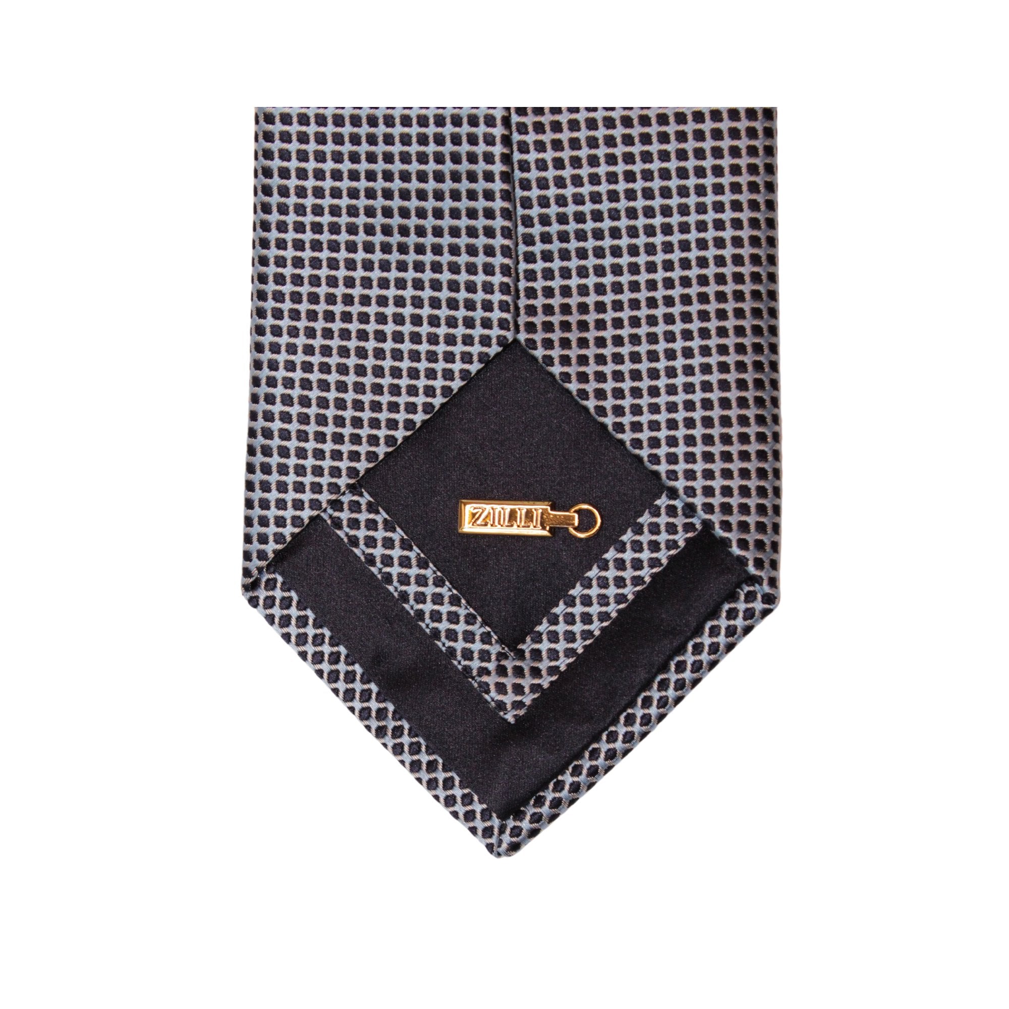 ZILLI Luxury Printed Silk Tie for Men - Navy & Teal Striped Design - Perfect for Business, Weddings & Formal Occasions