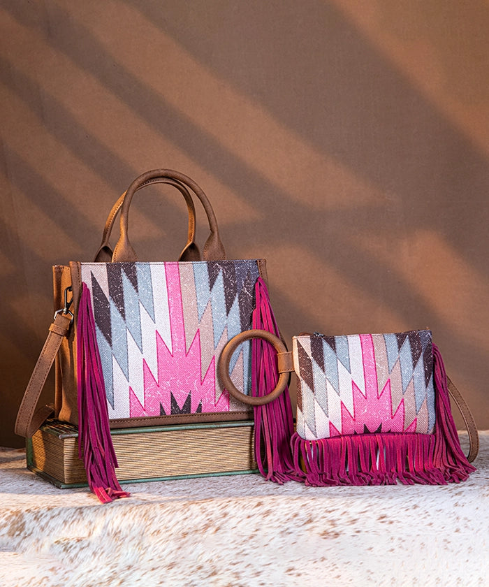 Montana West Southwestern Fringe Concealed Carry Tote Bag Set - Stylish & Functional Purse for Women | Perfect for Everyday Use, Travel & Concealed Carry