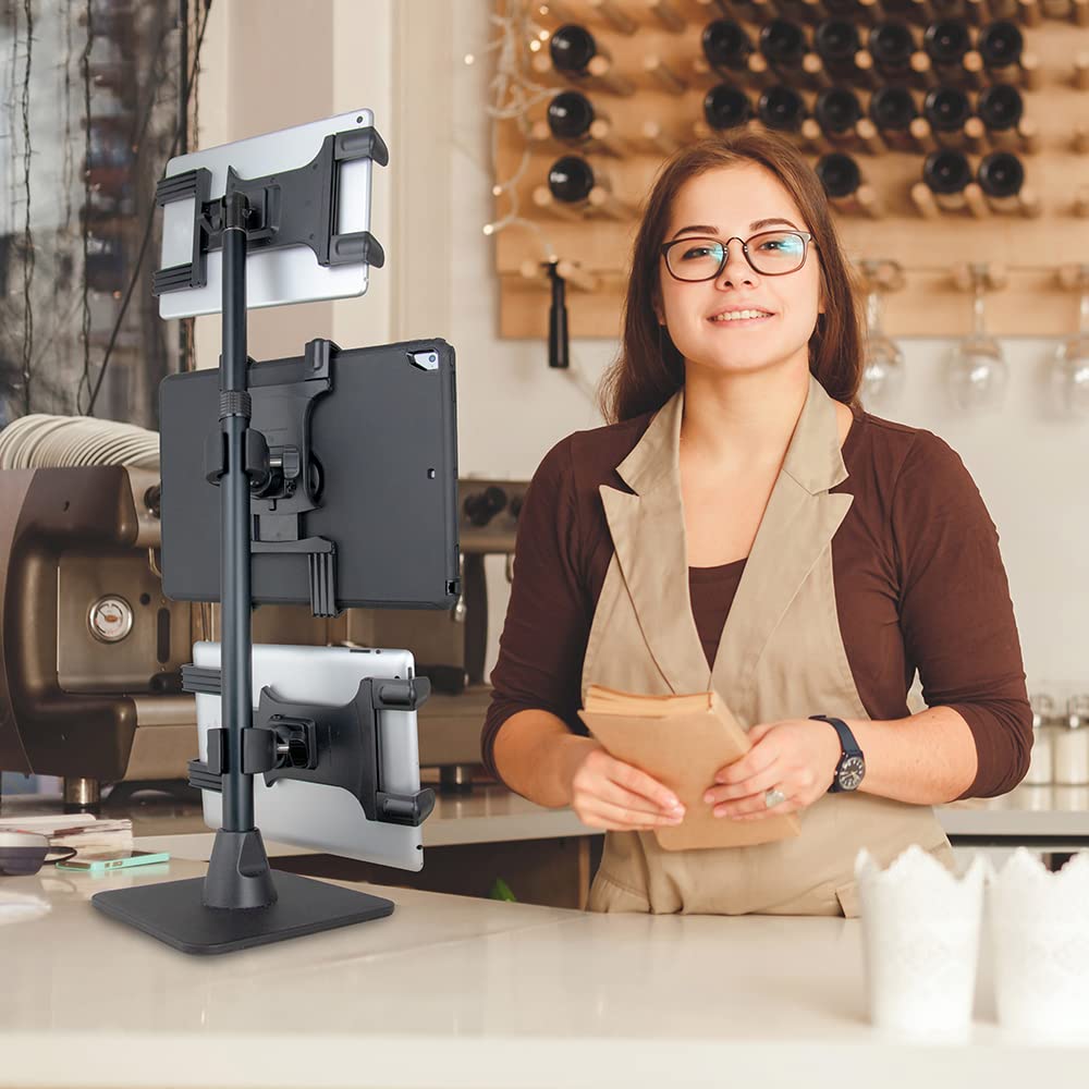 ARKON Triple Tablet Holder Stand for Restaurants - Heavy Duty Mount for Delivery & POS Systems (DoorDash, Uber Eats, Grubhub) | TRITABL29 | Perfect for Multi-Device Management in Food Service Businesses