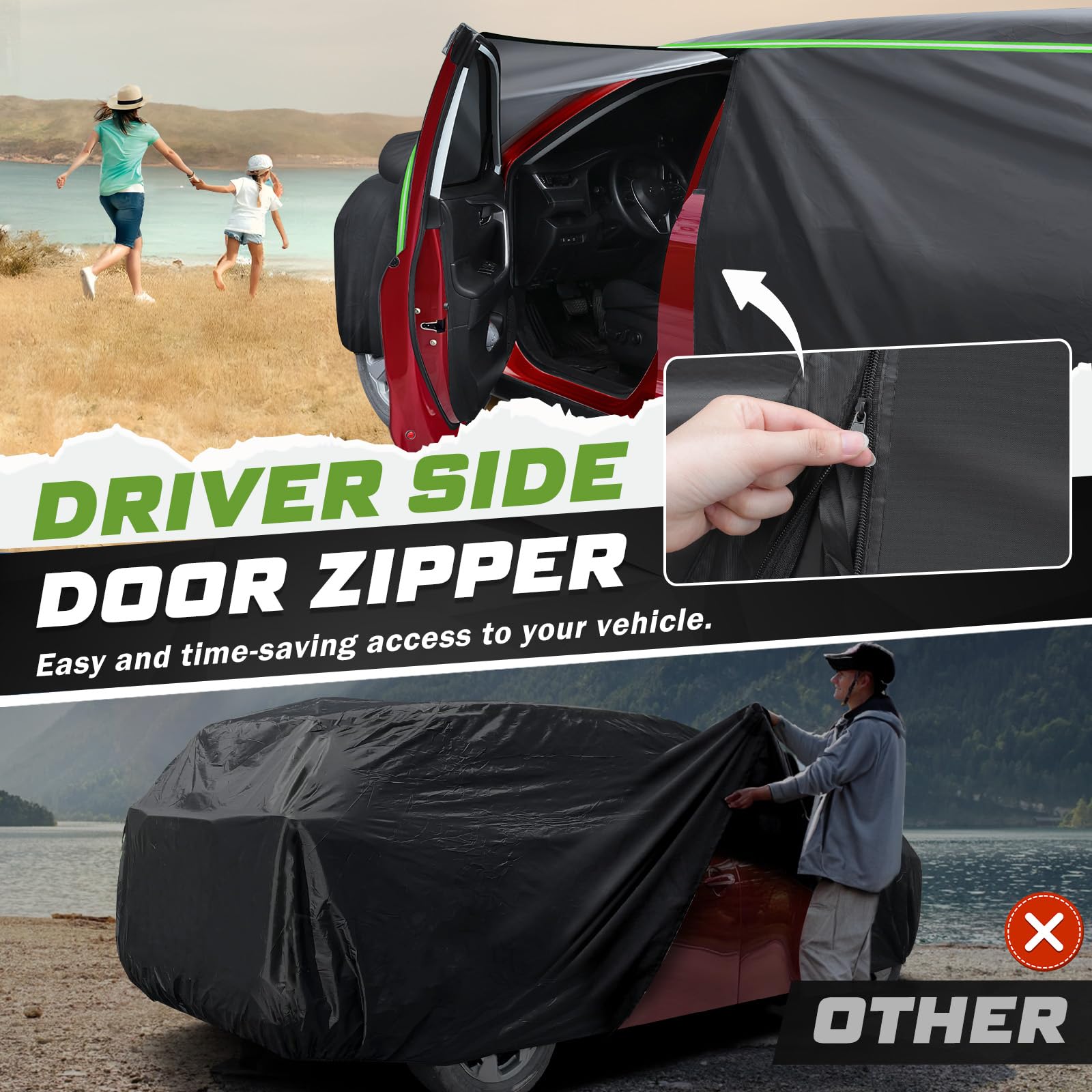 Mixsuper Premium All-Weather Car Cover for BMW X5 (2007-2024) - Waterproof Outdoor Protection with Zipper Door & Reflective Strips | Perfect for Garage, Driveway & Long-Term Vehicle Storage