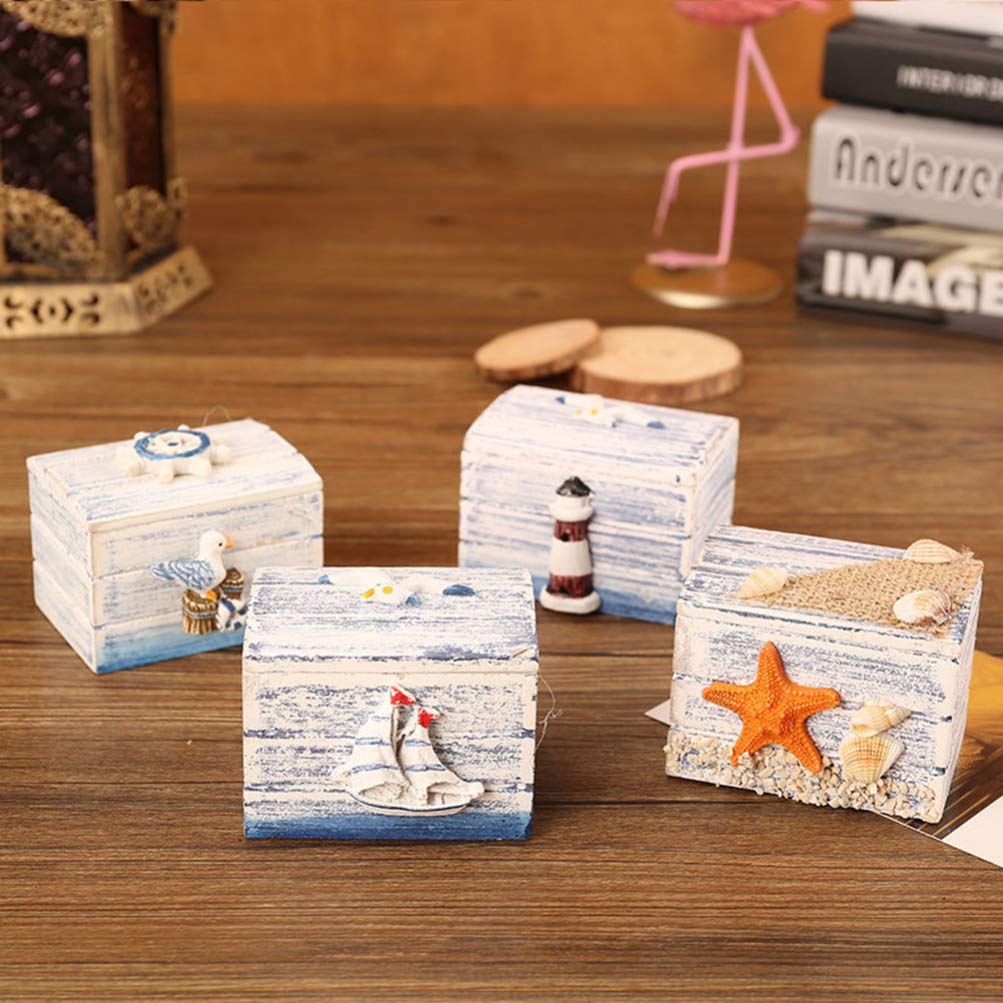LIOOBO Wooden Jewelry Box Organizer - Mediterranean Nautical Style Storage Case for Rings, Necklaces & Earrings | Perfect for Home, Office & Travel Accessories Organization